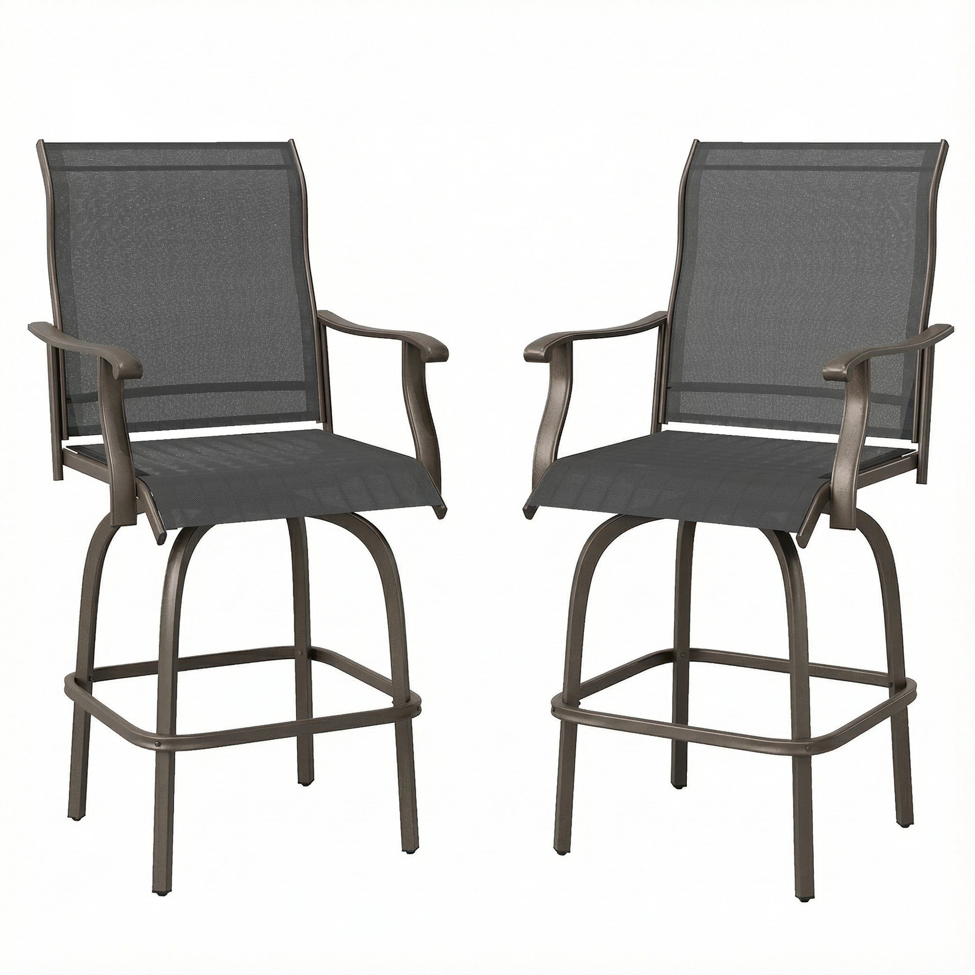 Outdoor Bar Stools Set of 2 - Black Swivel-DECOROLALA