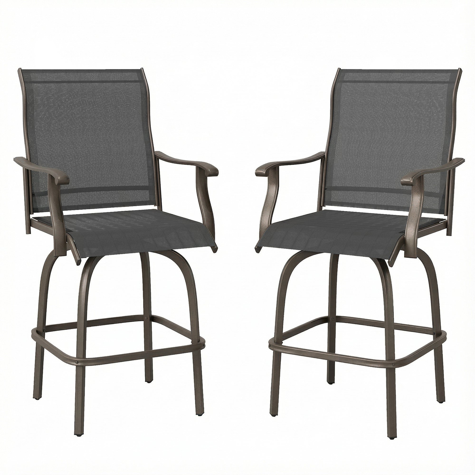 Outdoor Bar Stools Set of 2 - Black Swivel-DECOROLALA