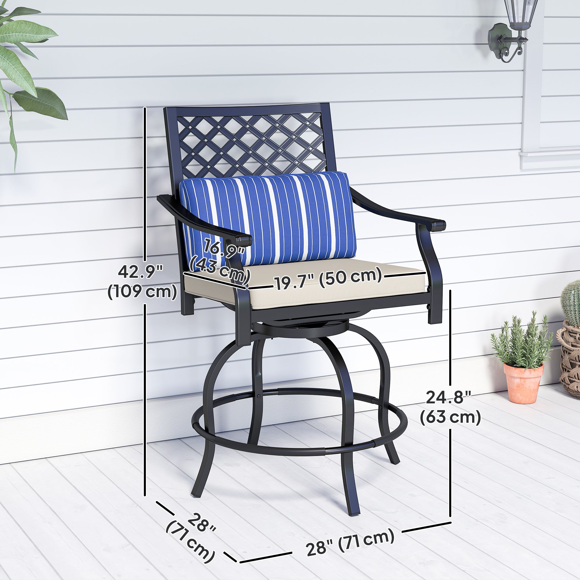 Outdoor Bar Stools Set of 2 Swivel Black-DECOROLALA