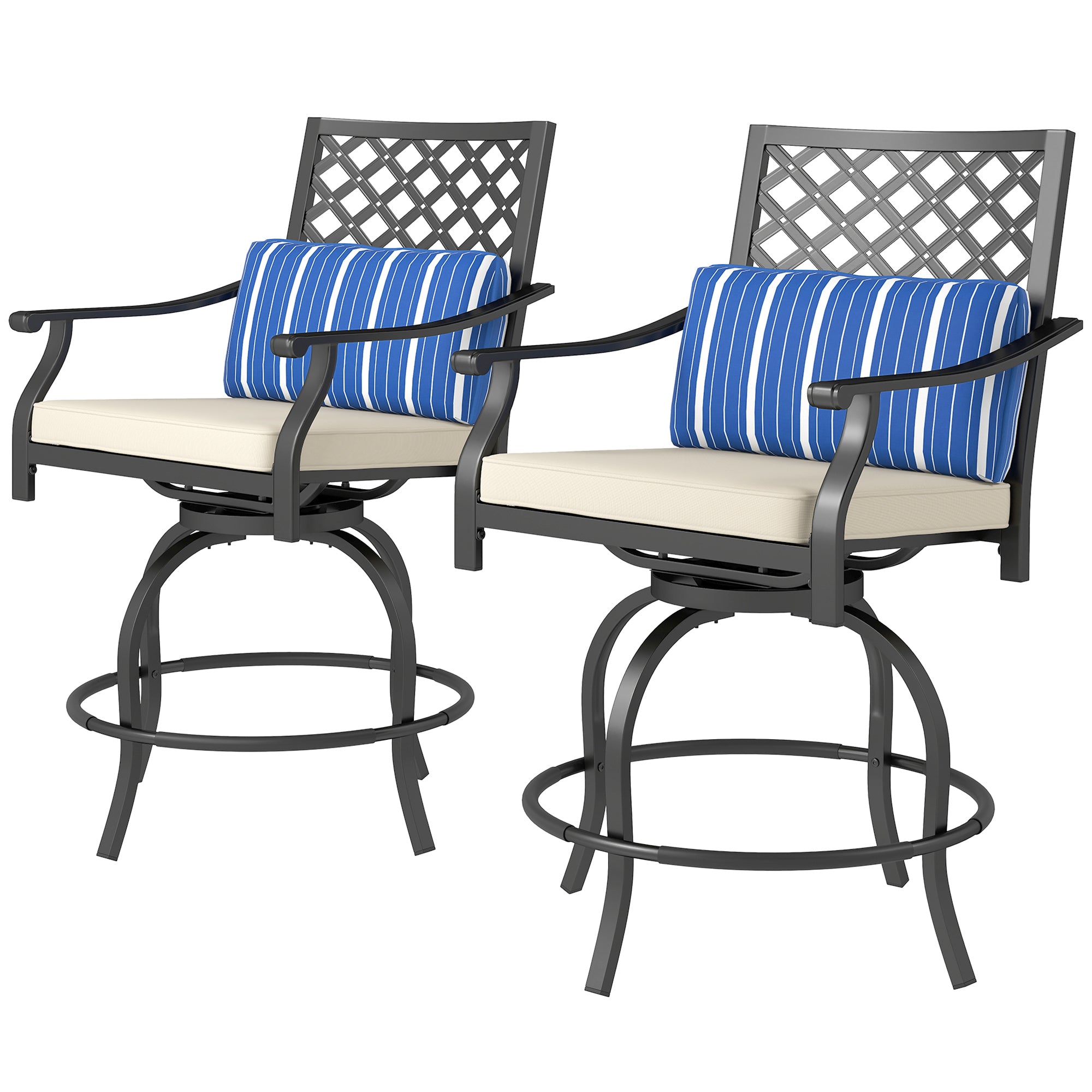 Outdoor Bar Stools Set of 2 Swivel Black-DECOROLALA