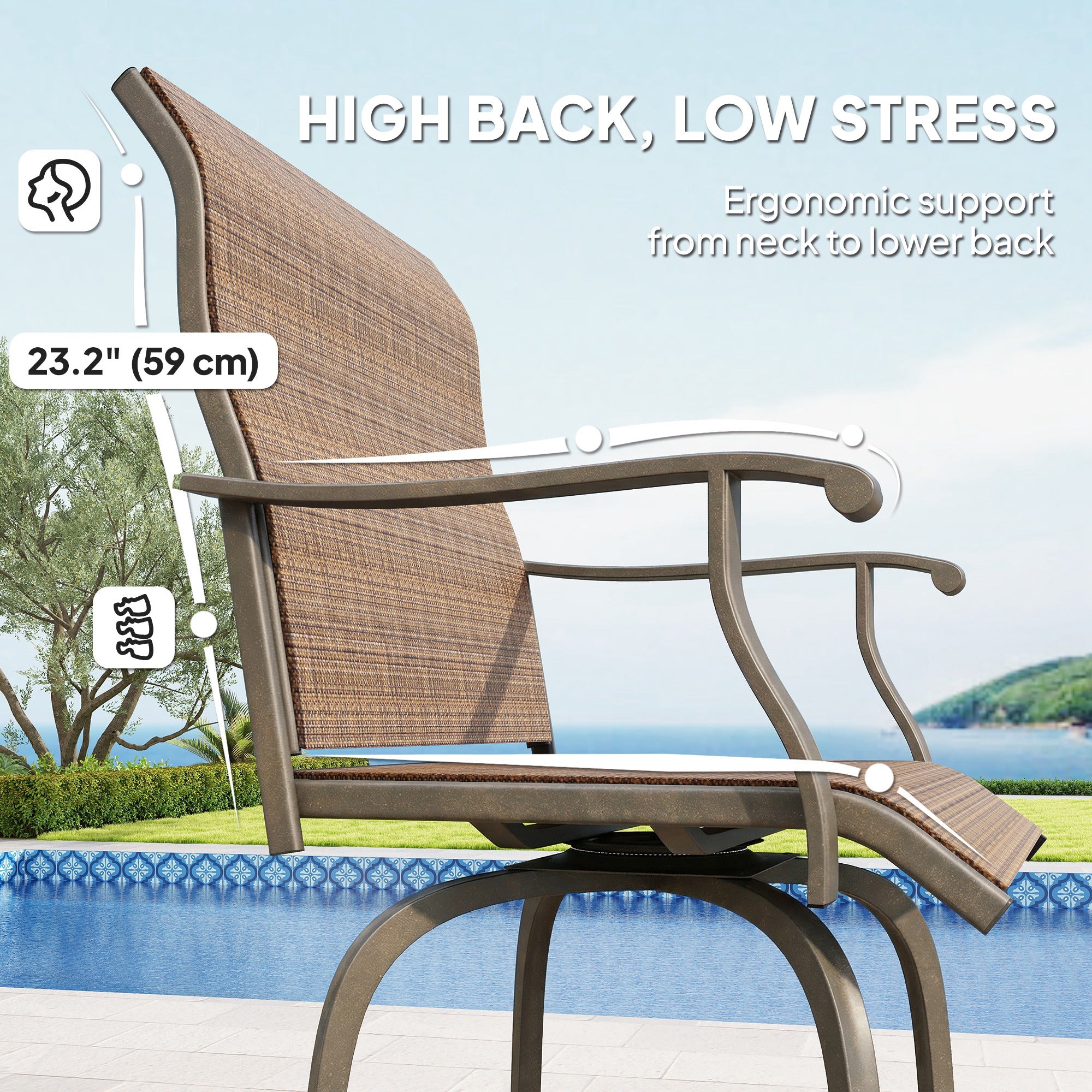 Outdoor Bar Stools Set of 2 Swivel Brown-DECOROLALA