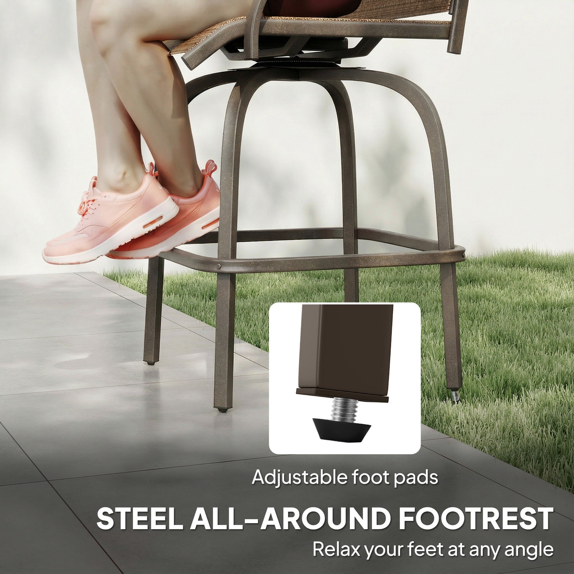 Outdoor Bar Stools Set of 2 Swivel Brown-DECOROLALA