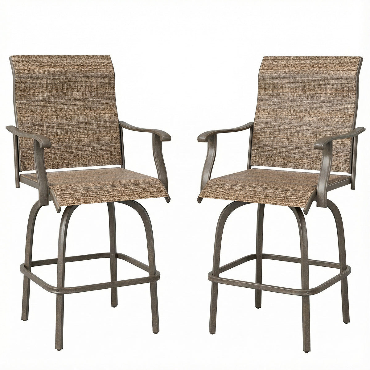 Outdoor Bar Stools Set of 2 Swivel Brown-Bar Stools-DECOROLALA