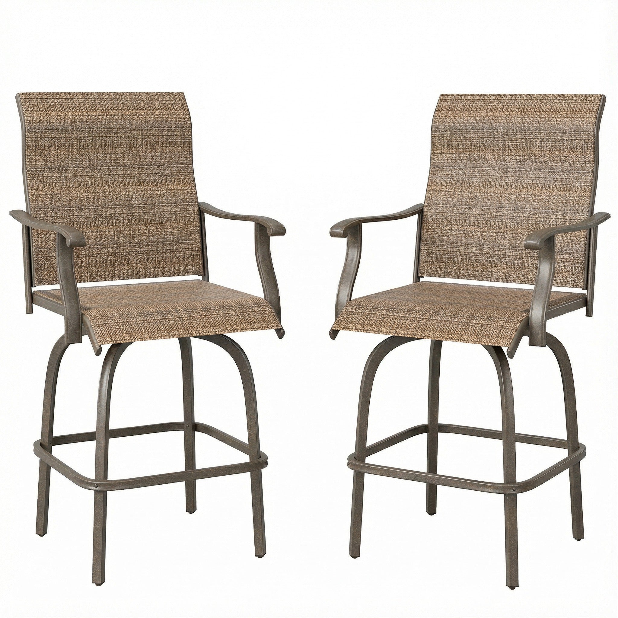 Outdoor Bar Stools Set of 2 Swivel Brown-DECOROLALA