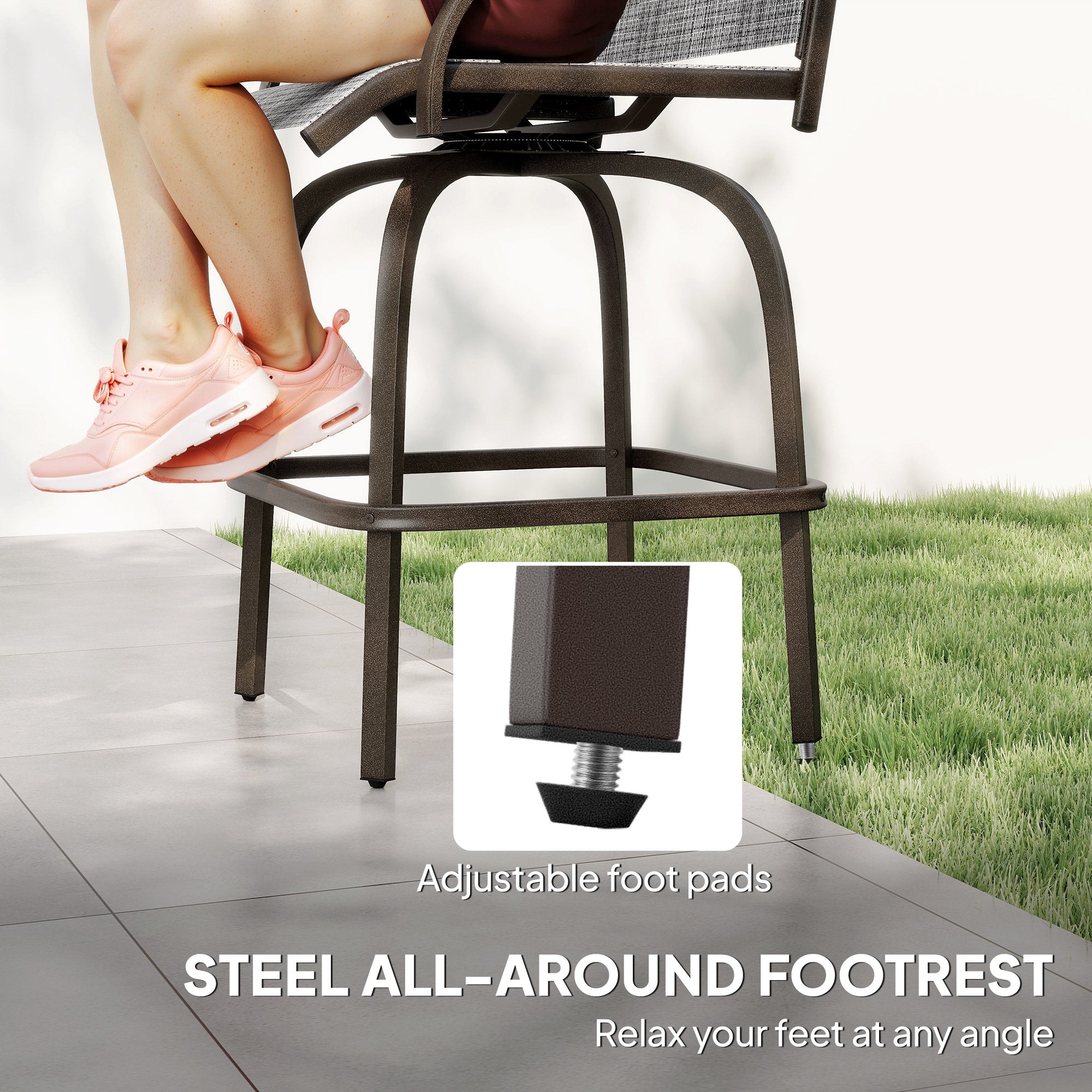 Outdoor Bar Stools Set of 2 - Swivel Grey-DECOROLALA