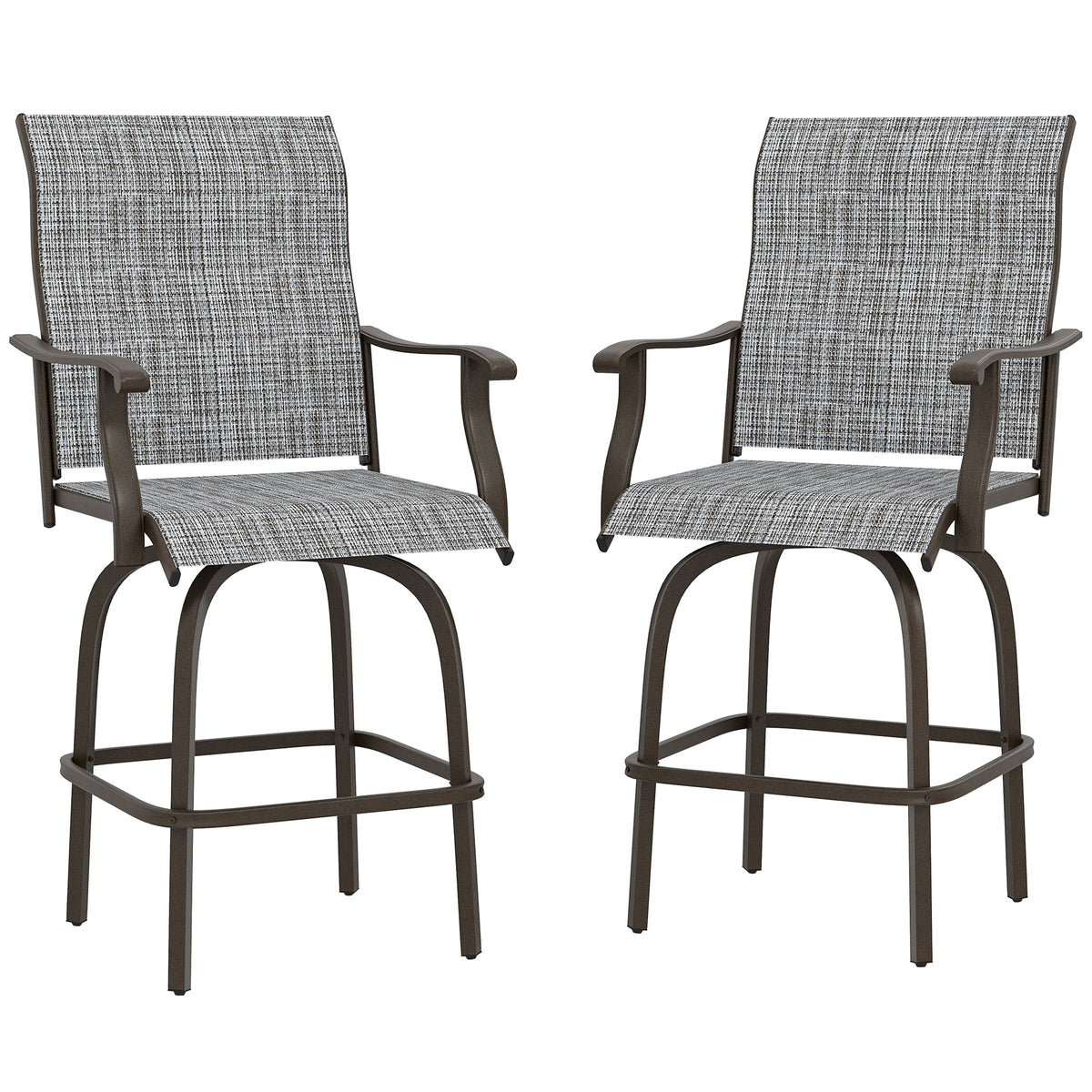 Outdoor Bar Stools Set of 2 - Swivel Grey-Bar Stools-DECOROLALA