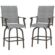 Outdoor Bar Stools Set of 2 - Swivel Grey-DECOROLALA