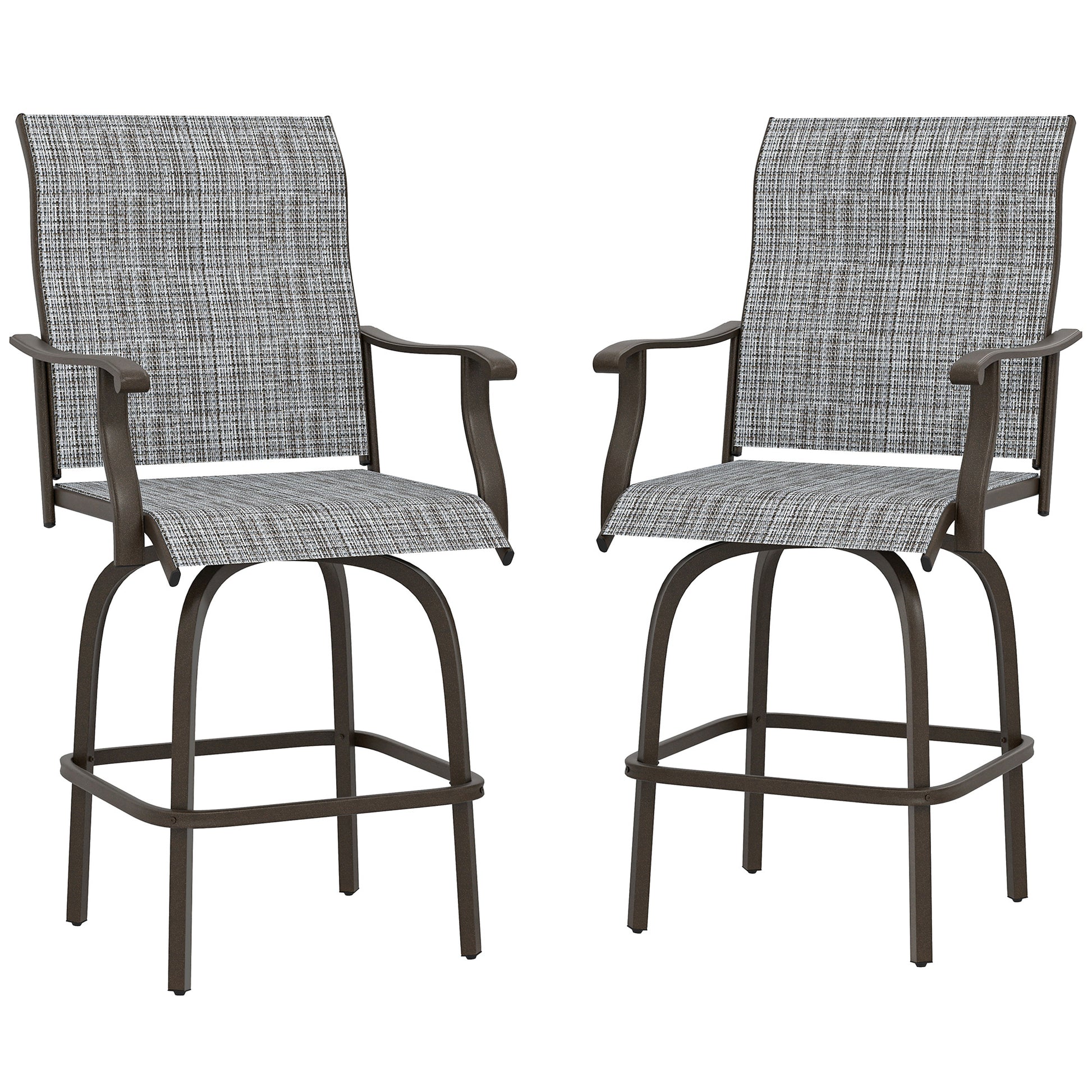 Outdoor Bar Stools Set of 2 - Swivel Grey-DECOROLALA