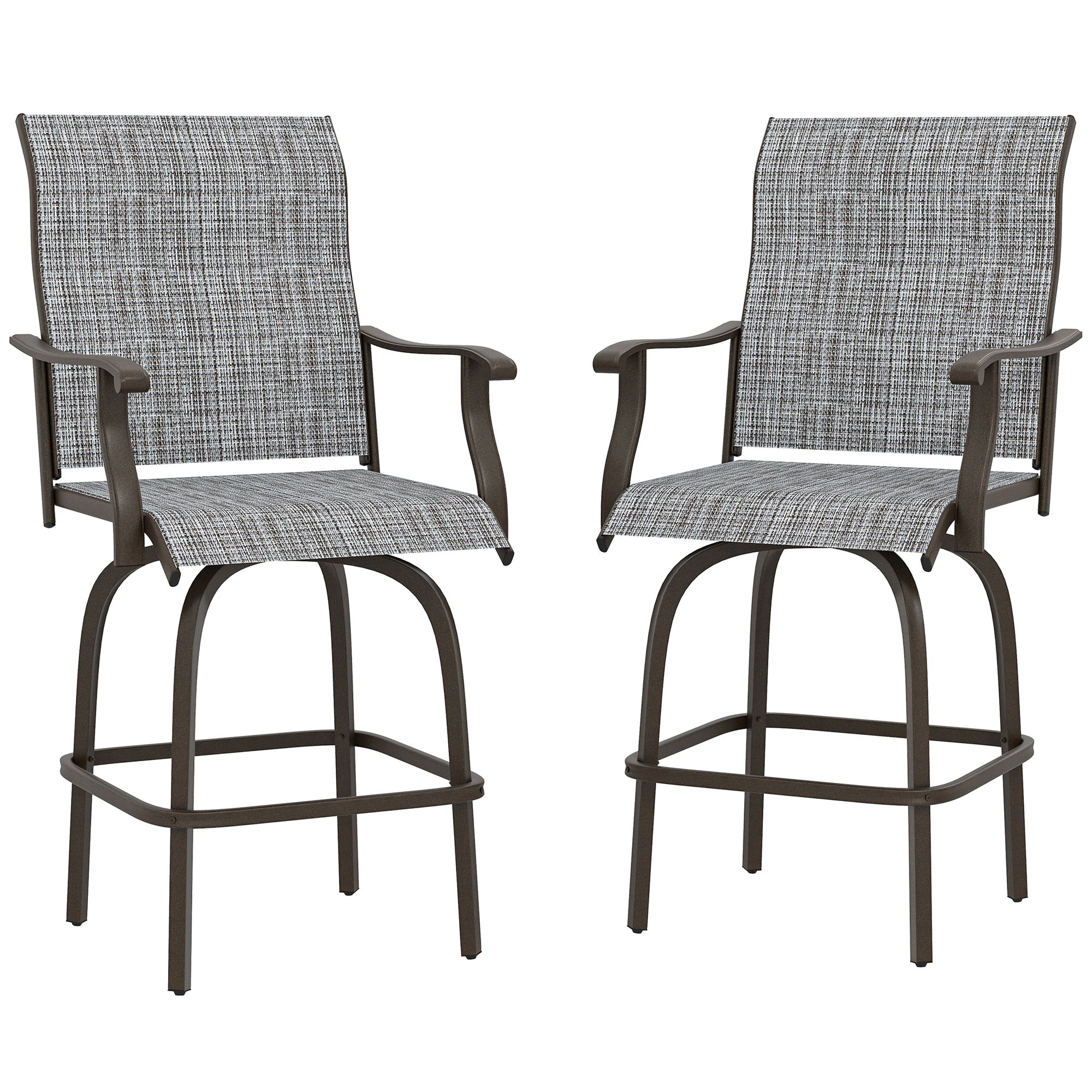 Outdoor Bar Stools Set of 2 - Swivel Grey-DECOROLALA