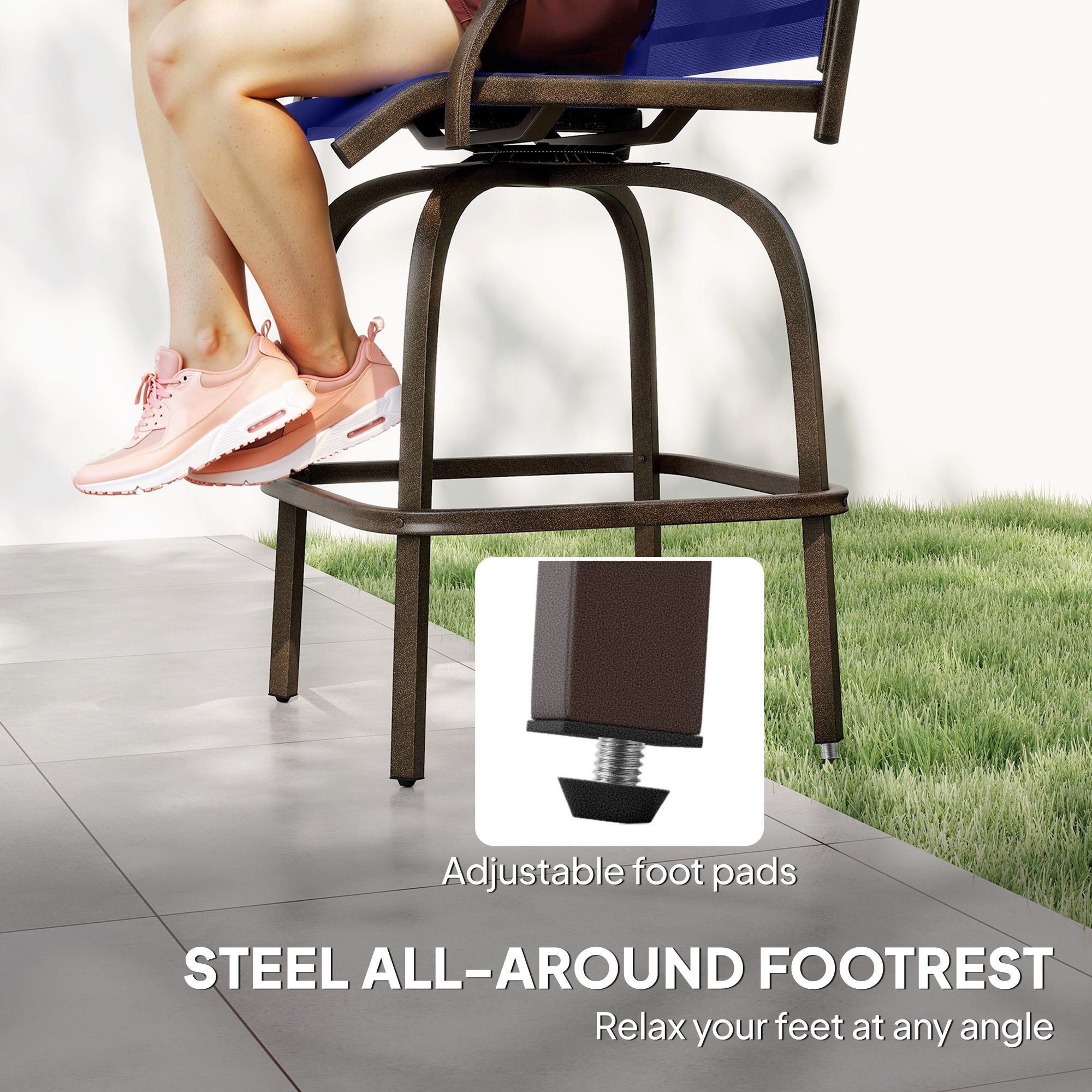 Outdoor Bar Stools Set of 2 Swivel Navy Blue-DECOROLALA