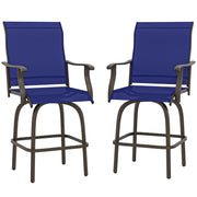 Outdoor Bar Stools Set of 2 Swivel Navy Blue-DECOROLALA
