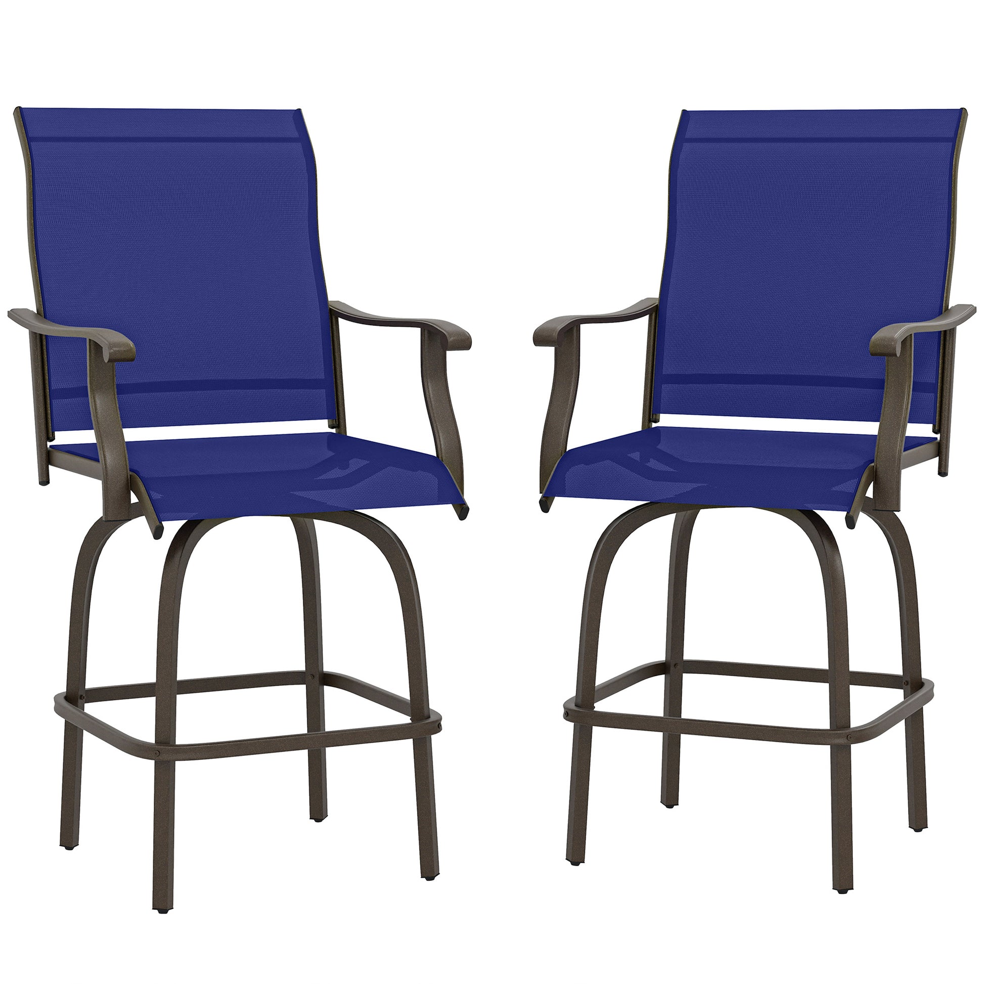 Outdoor Bar Stools Set of 2 Swivel Navy Blue-DECOROLALA