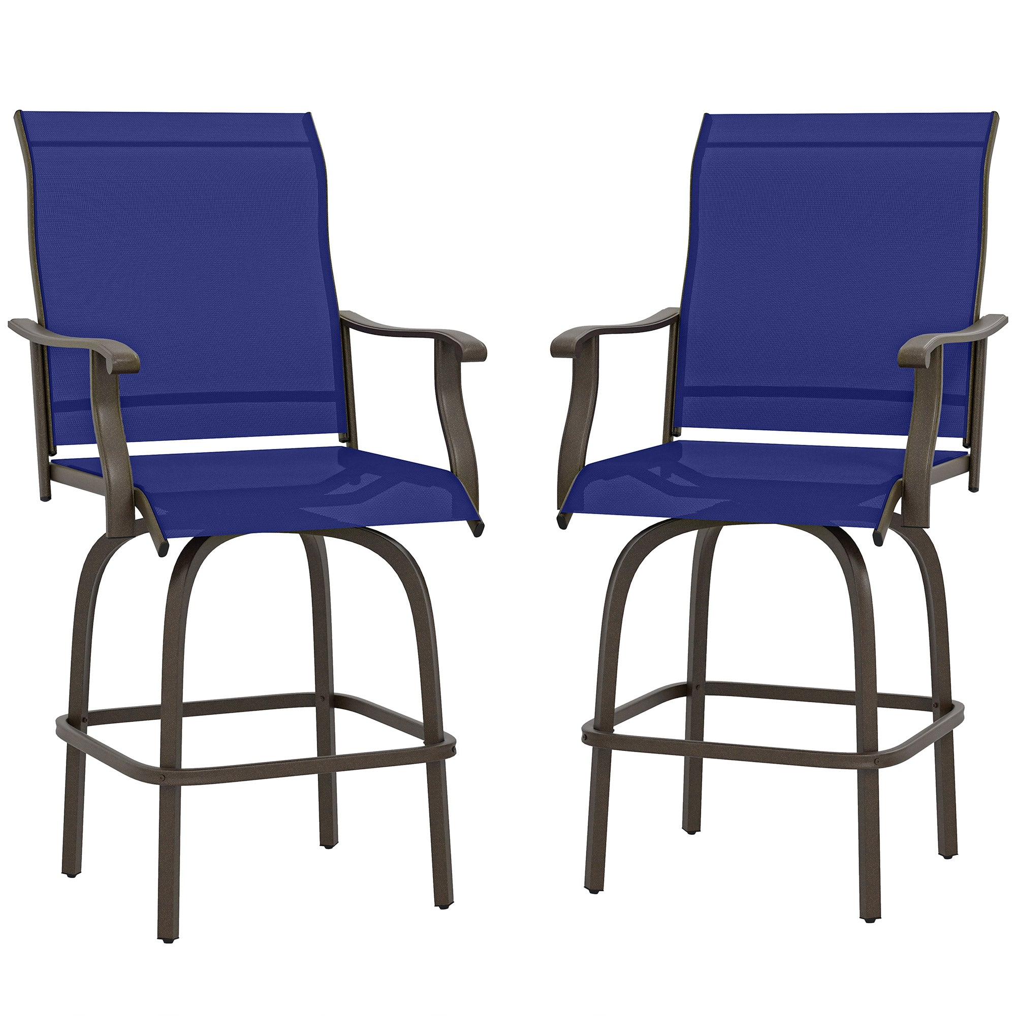 Outdoor Bar Stools Set of 2 Swivel Navy Blue-DECOROLALA