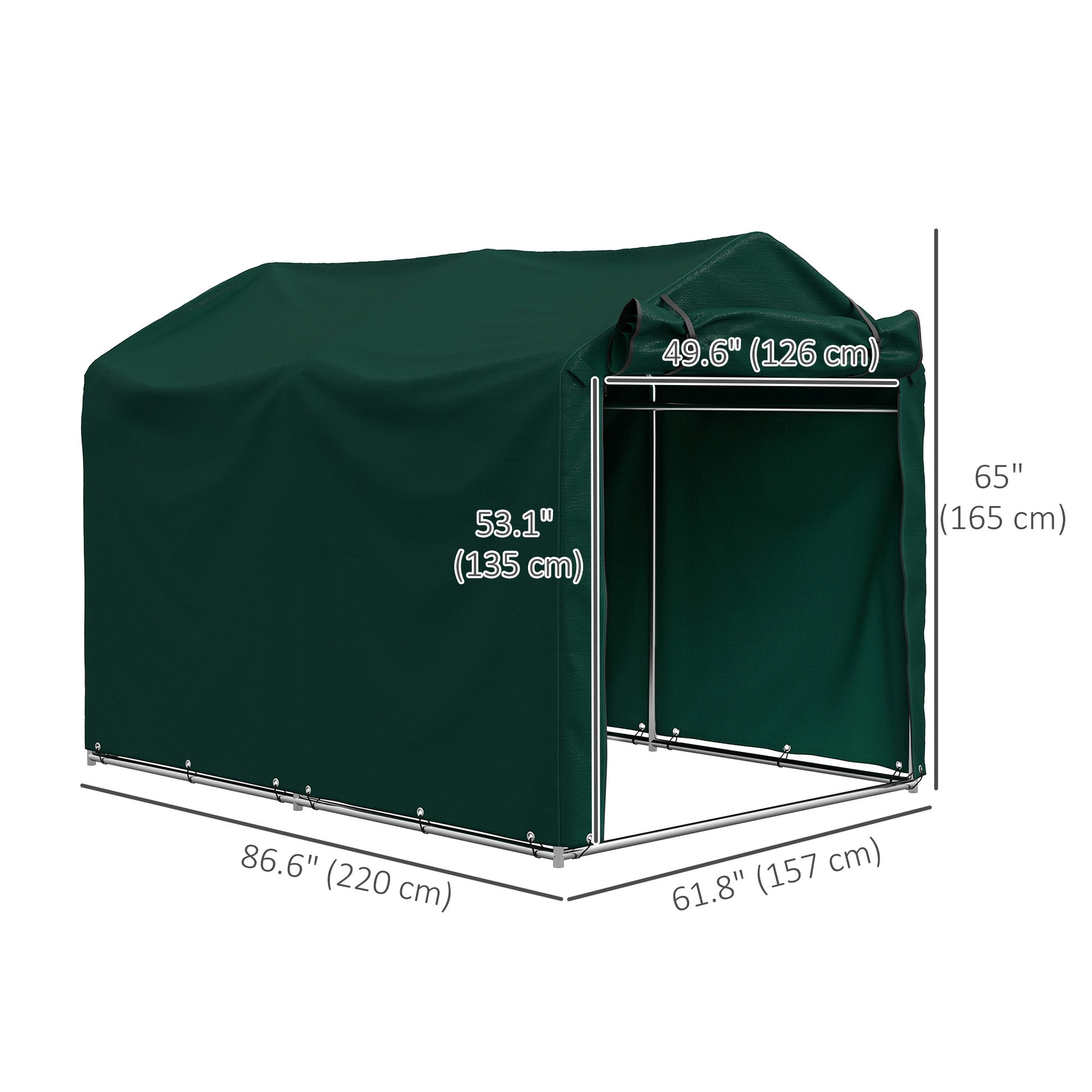 Outdoor Bike Storage Shed - Dark Green 87" x 62" x 65"-Patio & Garden > Lawn & Garden > Sheds > Portable Shed-DECOROLALA