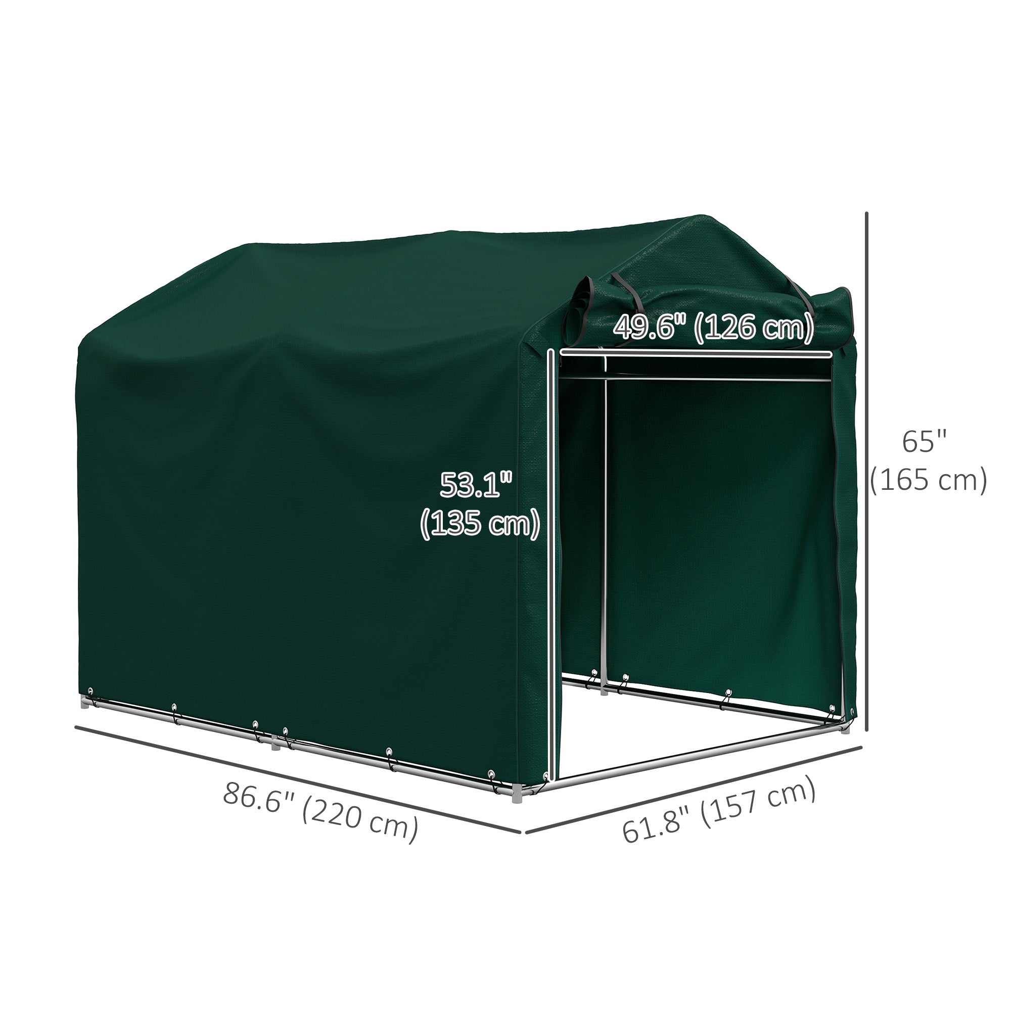 Outdoor Bike Storage Shed - Dark Green 87" x 62" x 65"-Patio & Garden > Lawn & Garden > Sheds > Portable Shed-DECOROLALA