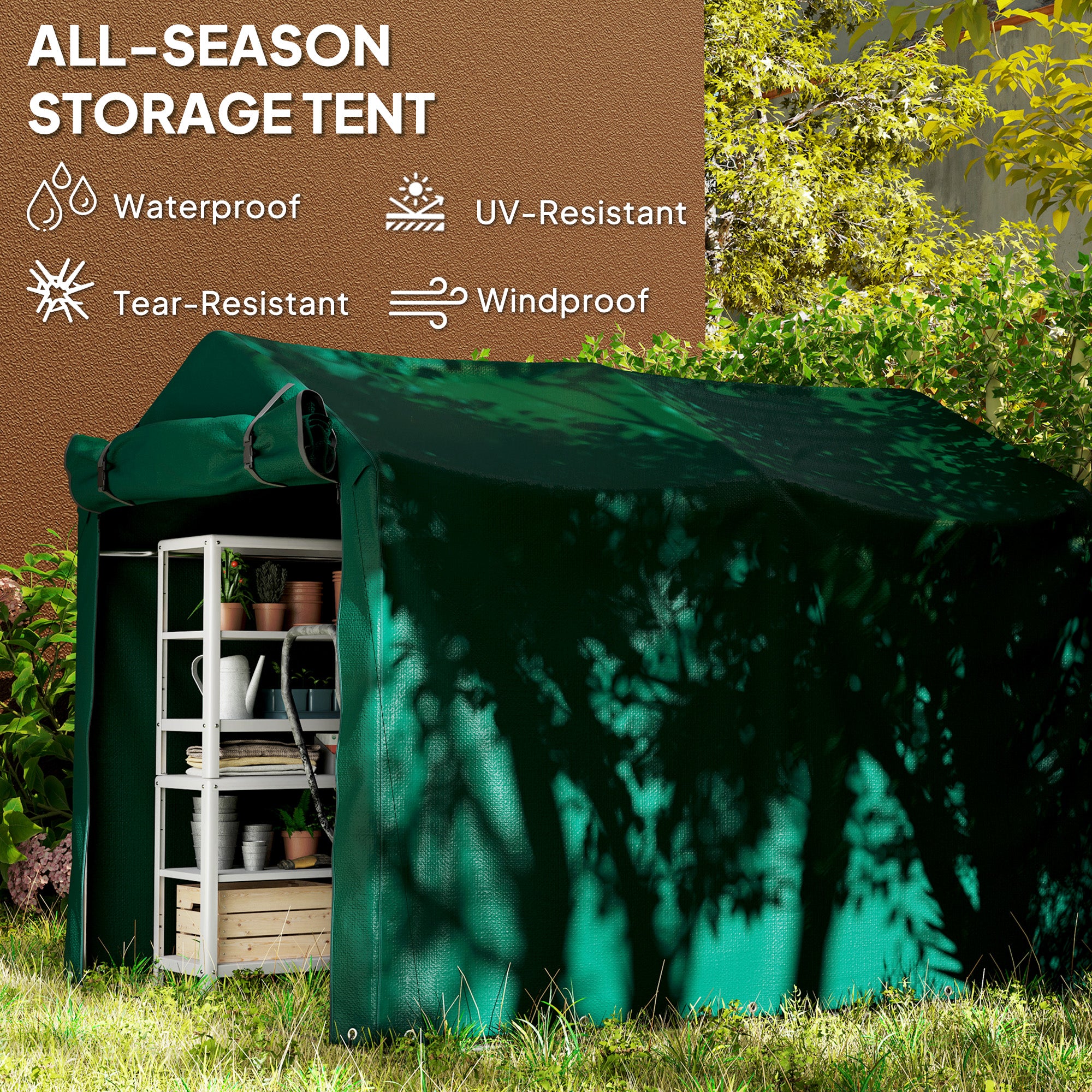 Outdoor Bike Storage Shed - Dark Green 87" x 62" x 65"-Patio & Garden > Lawn & Garden > Sheds > Portable Shed-DECOROLALA