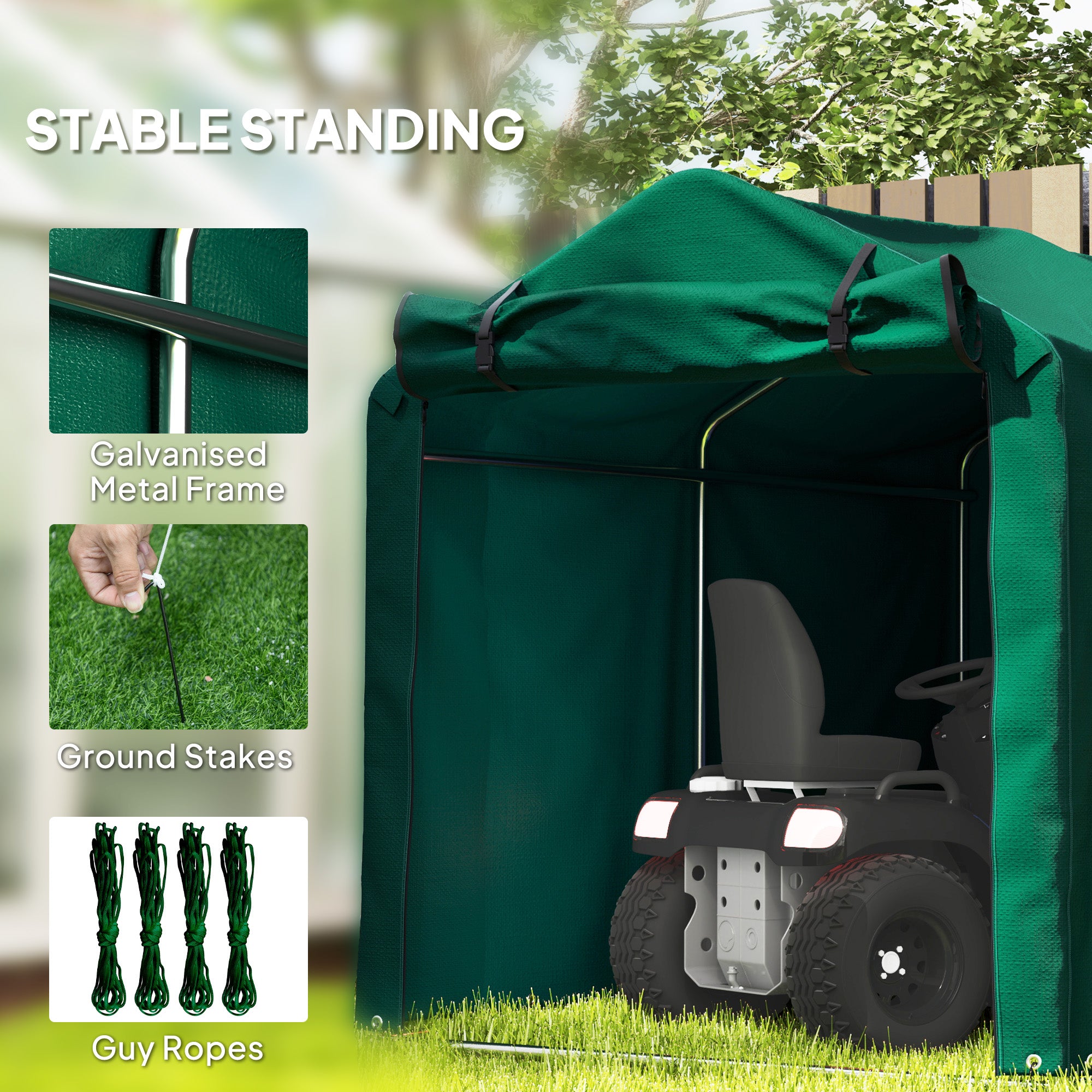 Outdoor Bike Storage Shed - Dark Green 87" x 62" x 65"-Patio & Garden > Lawn & Garden > Sheds > Portable Shed-DECOROLALA