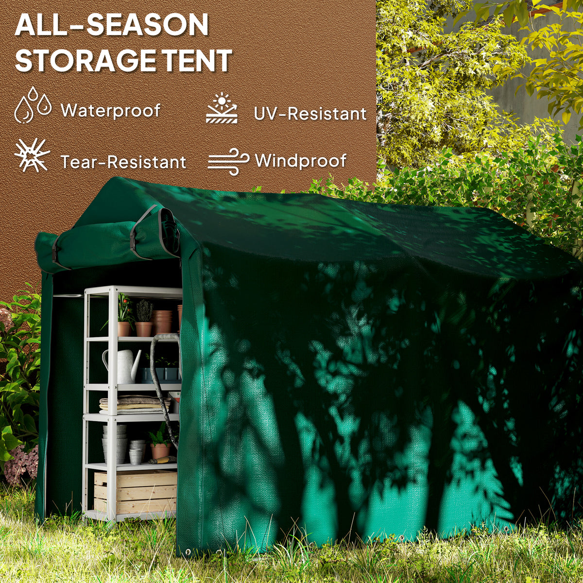 Outdoor Bike Storage Shed - Dark Green 87" x 62" x 65"-Patio & Garden > Lawn & Garden > Sheds > Portable Shed-DECOROLALA