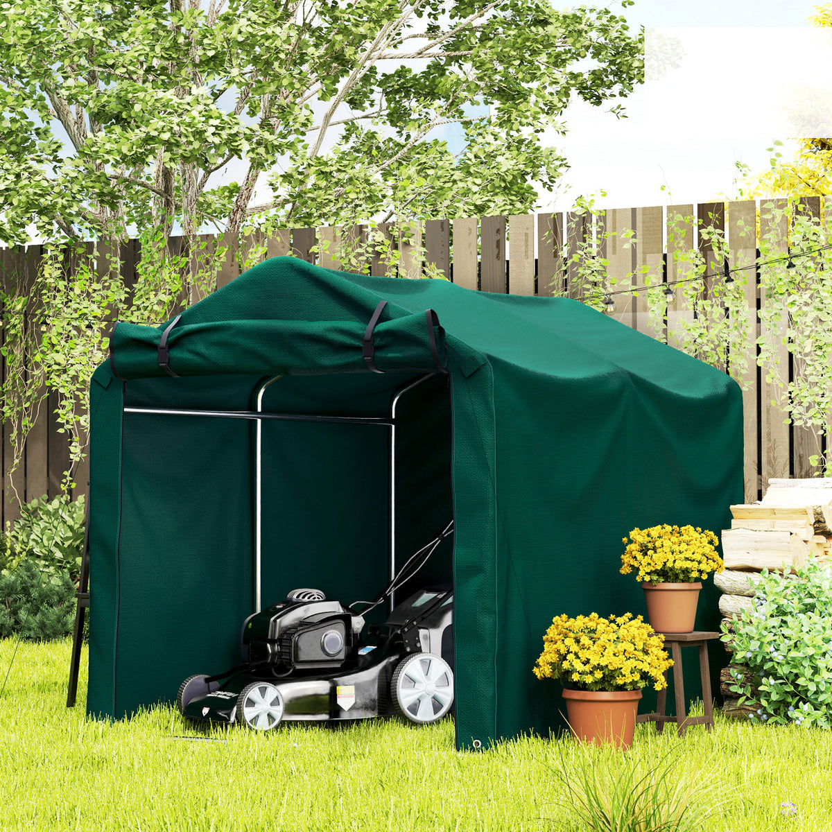 Outdoor Bike Storage Shed - Dark Green 87" x 62" x 65"-Patio & Garden > Lawn & Garden > Sheds > Portable Shed-DECOROLALA
