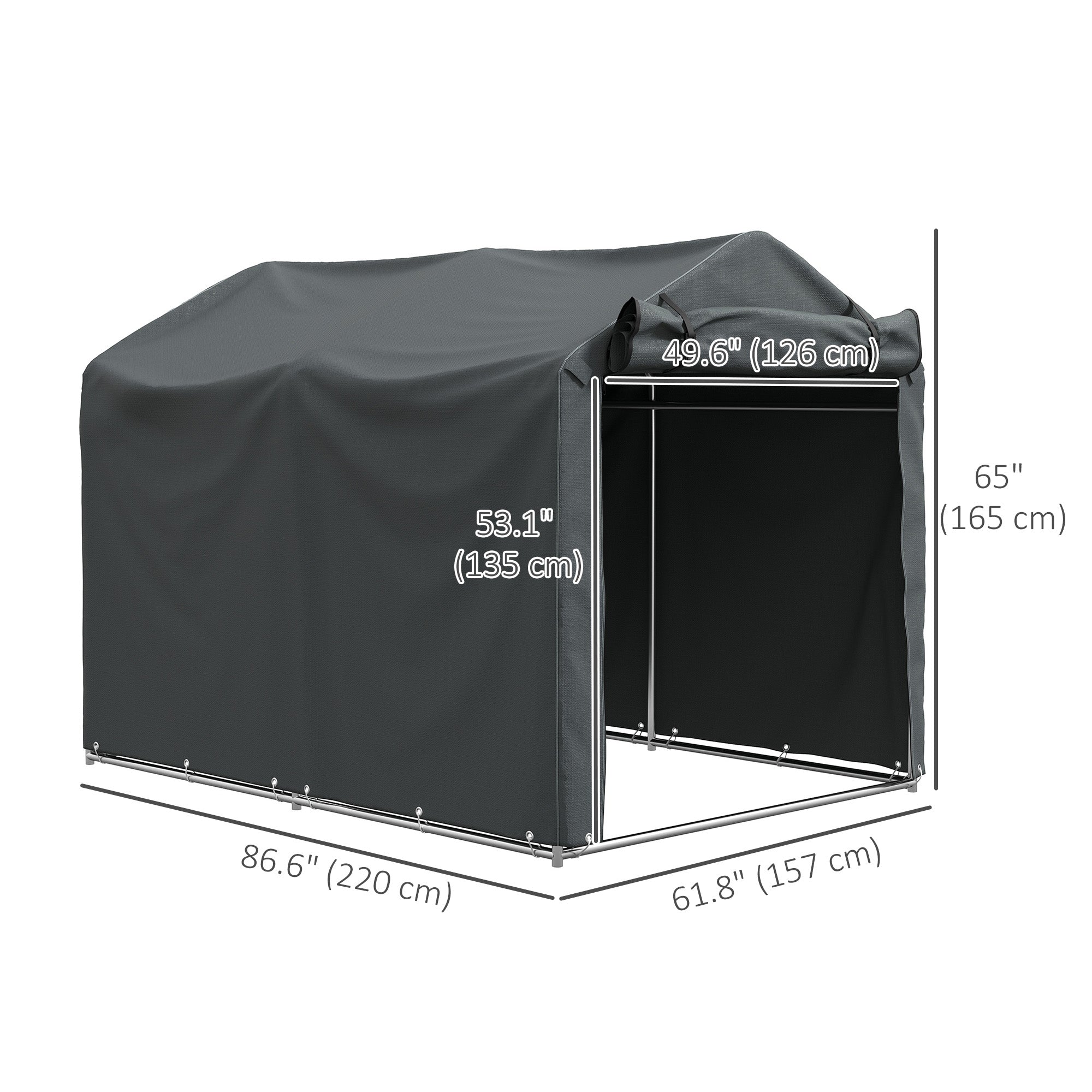 Outdoor Bike Storage Shed - Dark Grey 87" x 62" x 65"-Patio & Garden > Lawn & Garden > Sheds-DECOROLALA