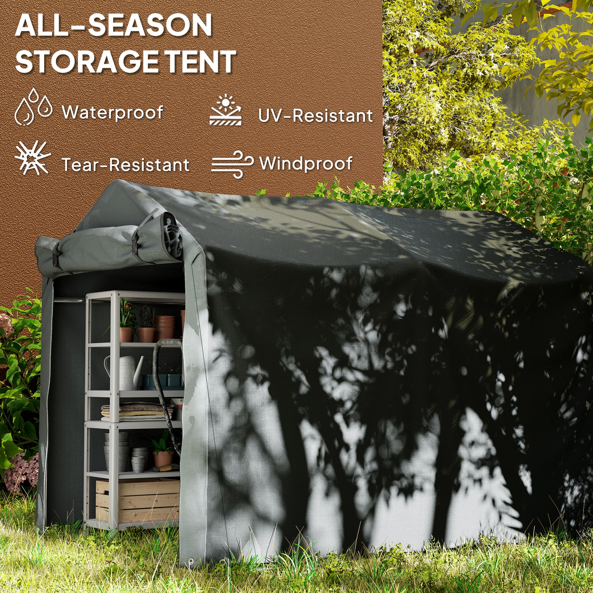 Outdoor Bike Storage Shed - Dark Grey 87" x 62" x 65"-Patio & Garden > Lawn & Garden > Sheds-DECOROLALA