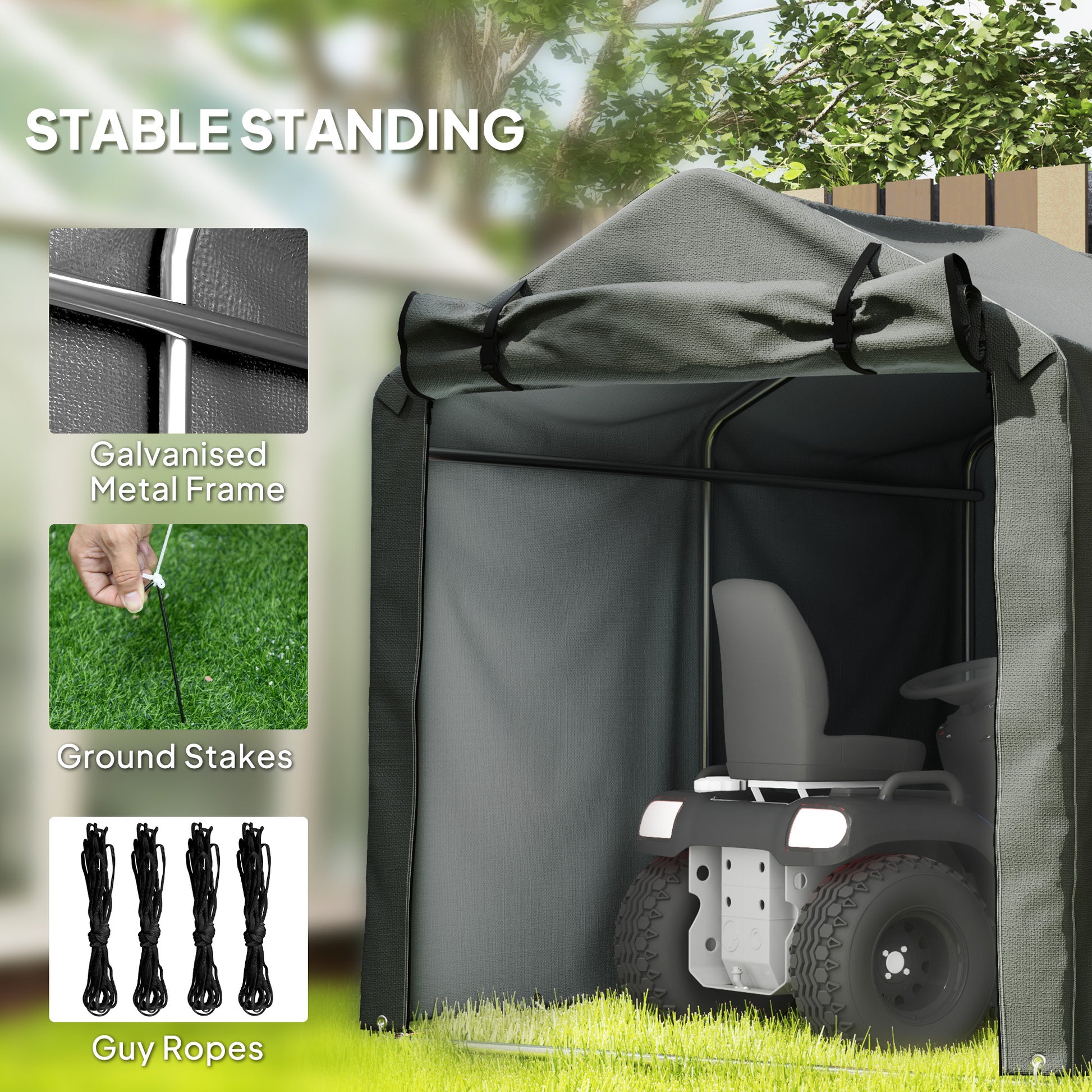 Outdoor Bike Storage Shed - Dark Grey 87" x 62" x 65"-Patio & Garden > Lawn & Garden > Sheds-DECOROLALA