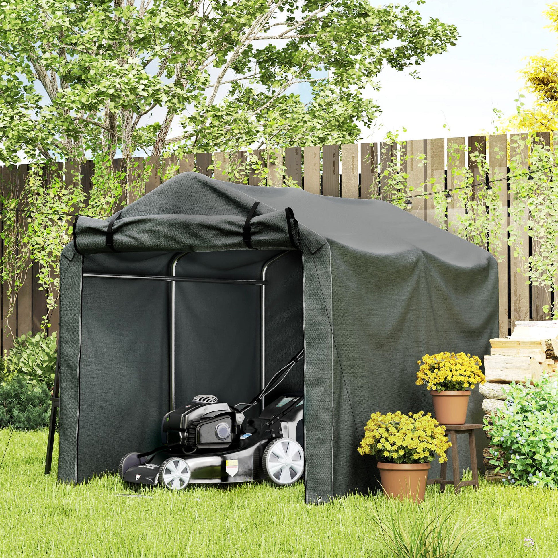 Outdoor Bike Storage Shed - Dark Grey 87" x 62" x 65"-Patio & Garden > Lawn & Garden > Sheds-DECOROLALA
