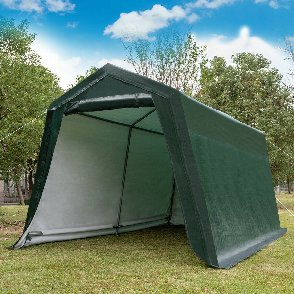 Outdoor Carport Shed with Sidewalls and Waterproof Ripstop Cover-10 x 10 ft-Carports-DECOROLALA