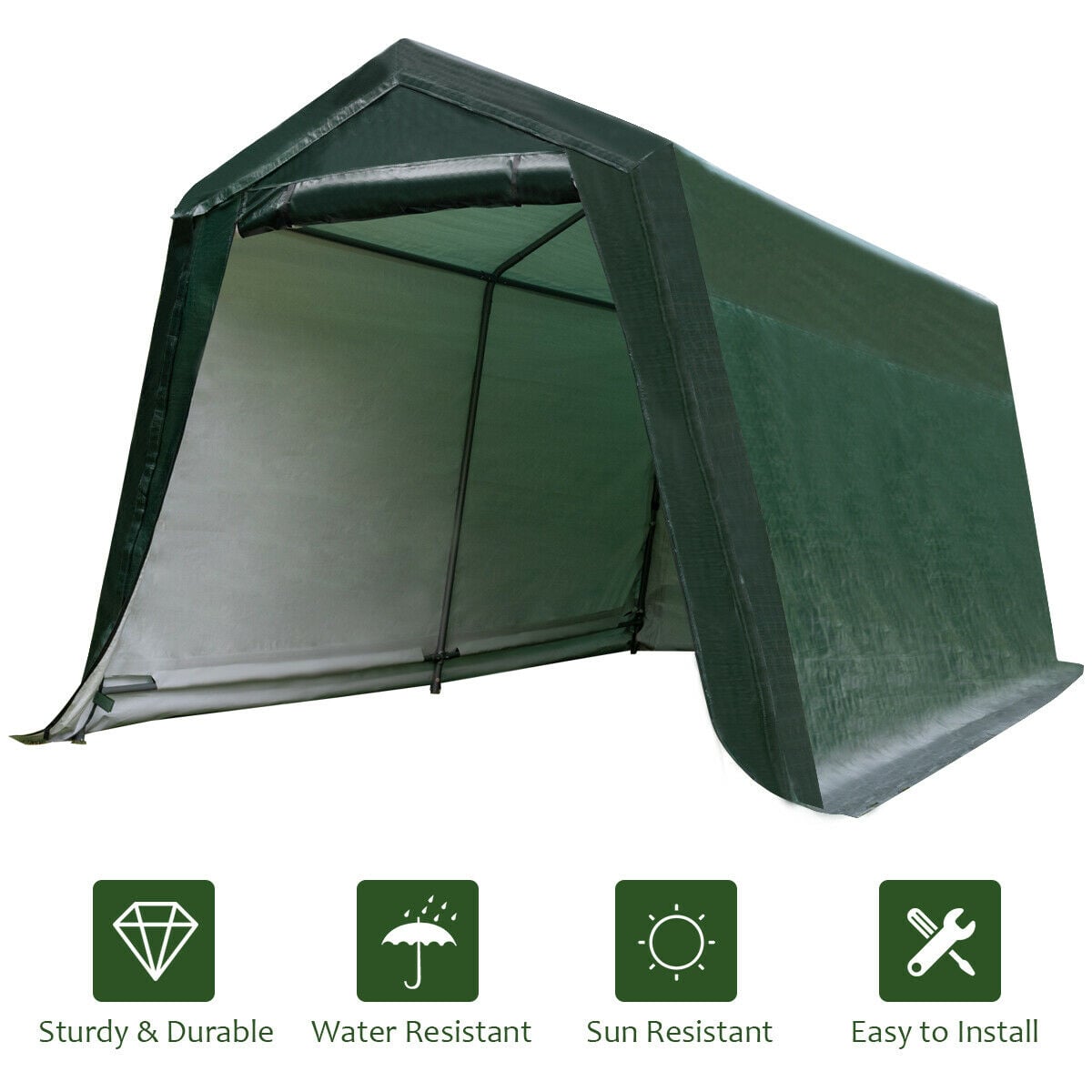 Outdoor Carport Shed with Sidewalls and Waterproof Ripstop Cover-10 x 10 ft-Carports-DECOROLALA