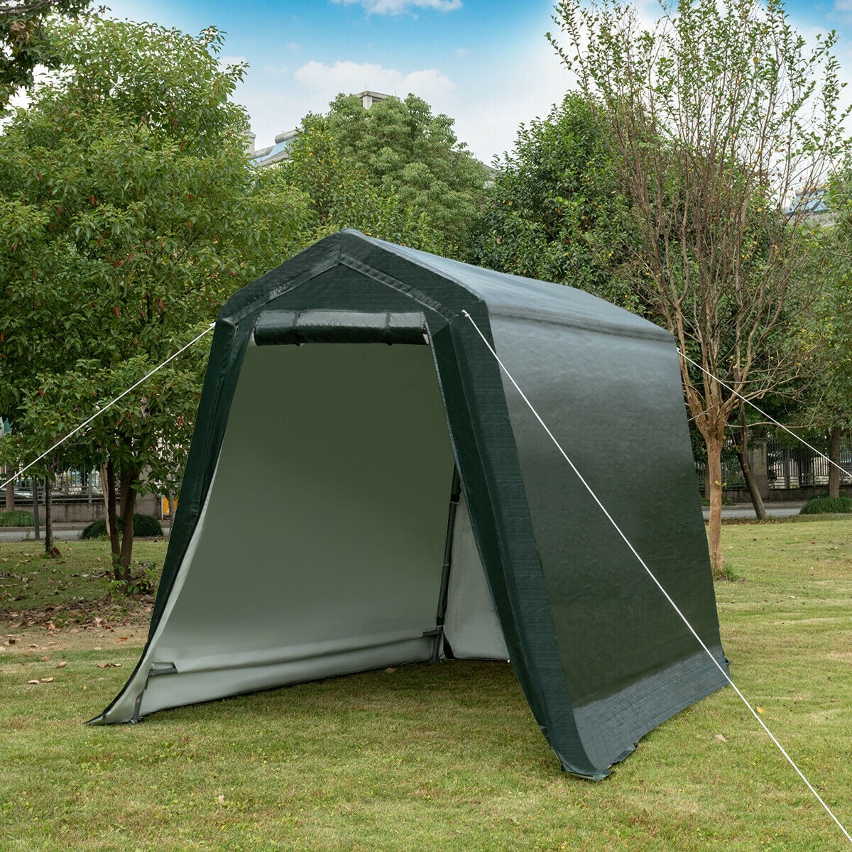 Outdoor Carport Shed with Sidewalls and Waterproof Ripstop Cover-6 x 8 ft-Carports-DECOROLALA