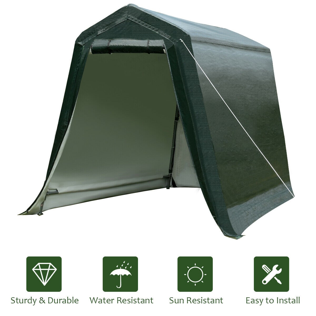 Outdoor Carport Shed with Sidewalls and Waterproof Ripstop Cover-6 x 8 ft-Carports-DECOROLALA