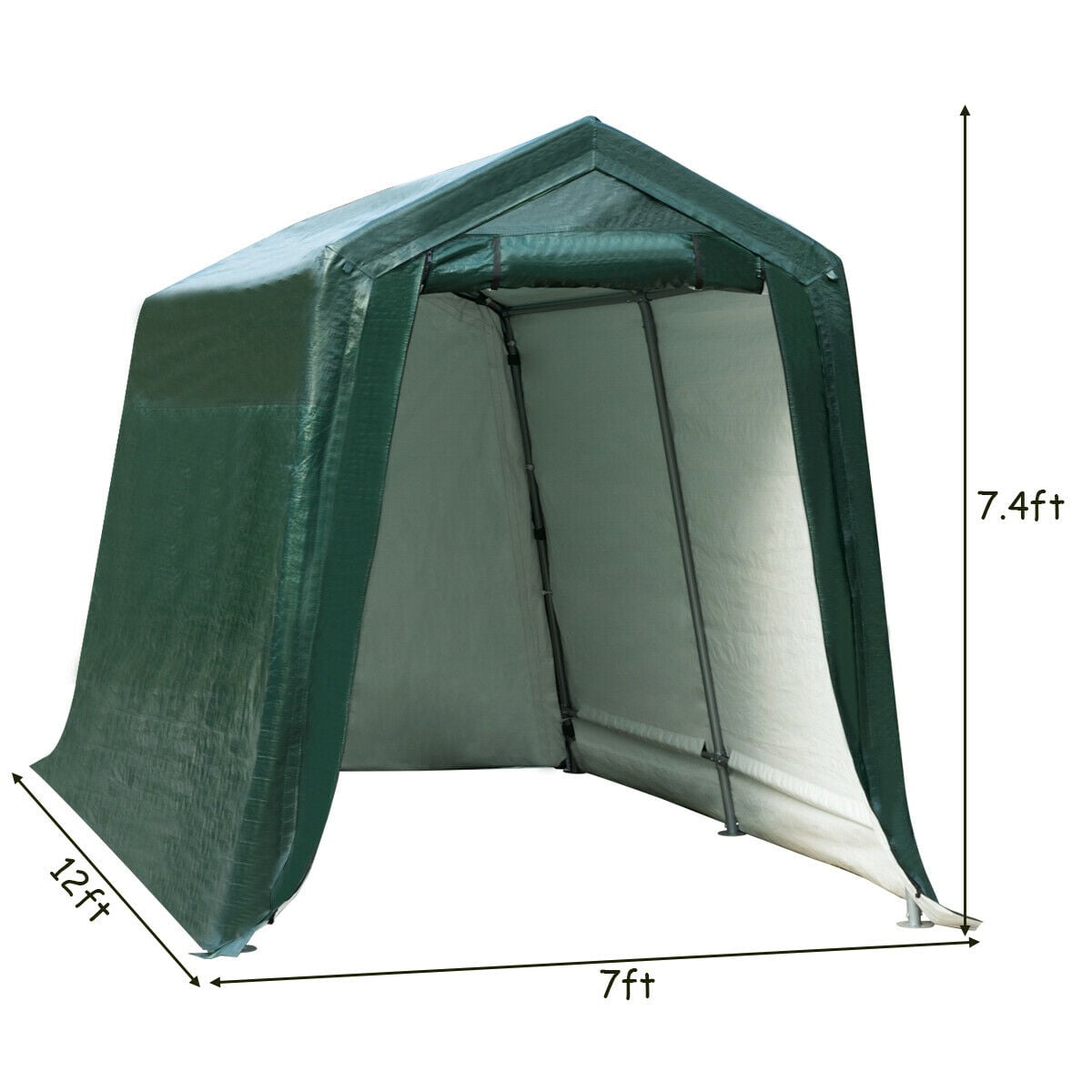 Outdoor Carport Shed with Sidewalls and Waterproof Ripstop Cover-7 x 12 ft-Carports-DECOROLALA