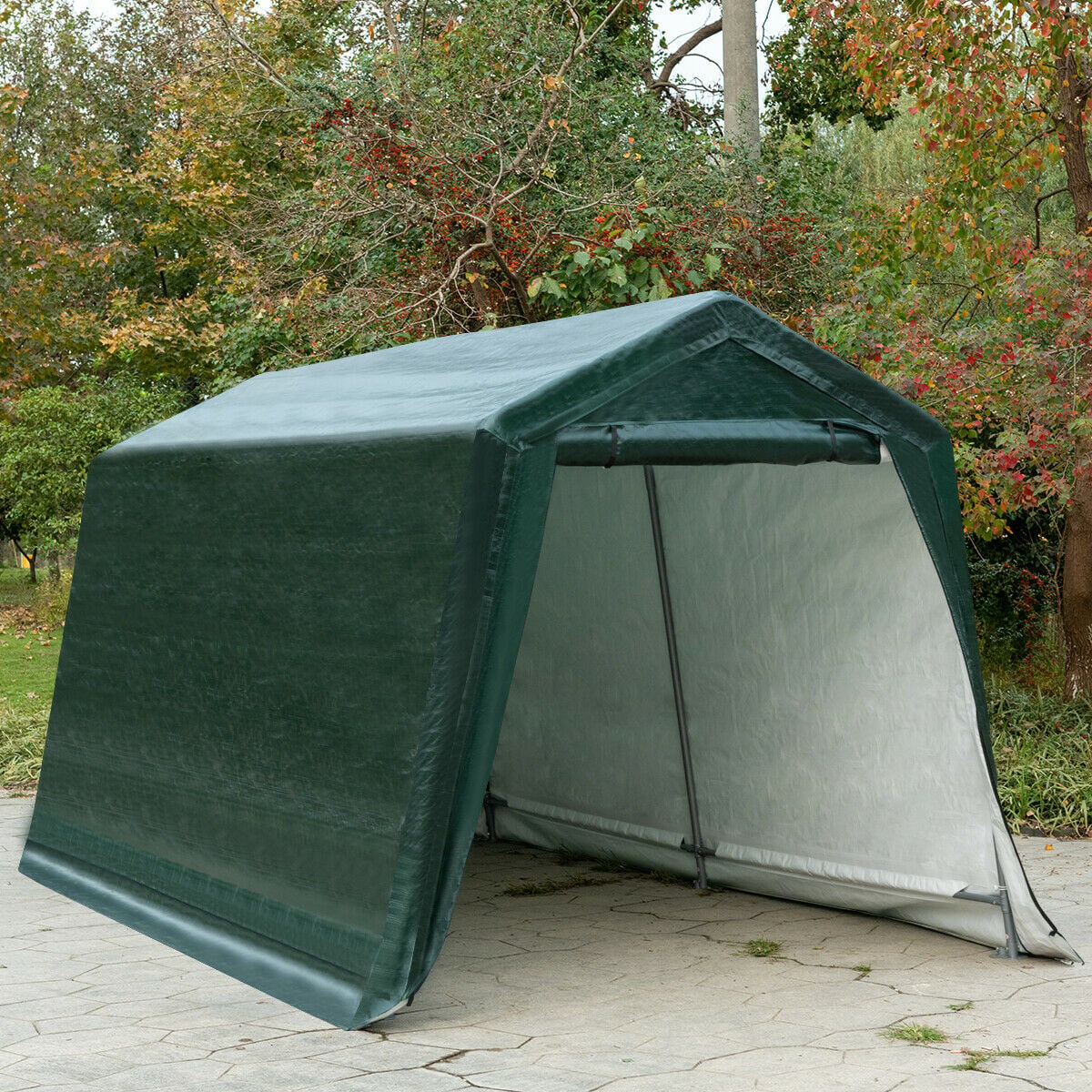 Outdoor Carport Shed with Sidewalls and Waterproof Ripstop Cover-8 x 14 ft-Carports-DECOROLALA