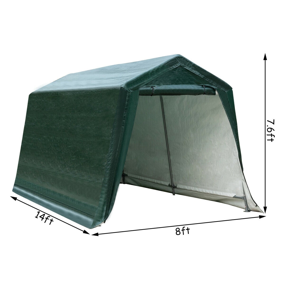 Outdoor Carport Shed with Sidewalls and Waterproof Ripstop Cover-8 x 14 ft-Carports-DECOROLALA