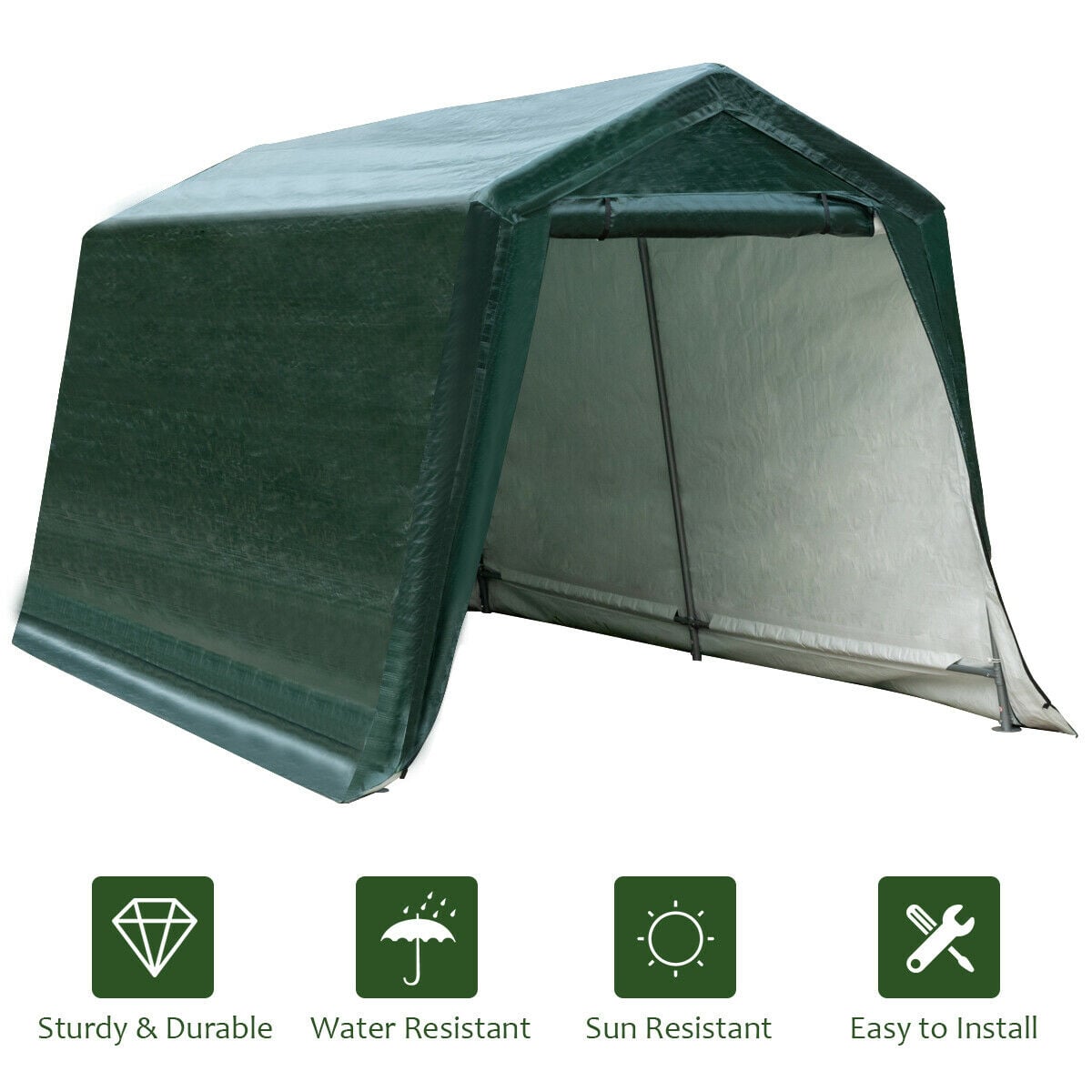 Outdoor Carport Shed with Sidewalls and Waterproof Ripstop Cover-8 x 14 ft-Carports-DECOROLALA