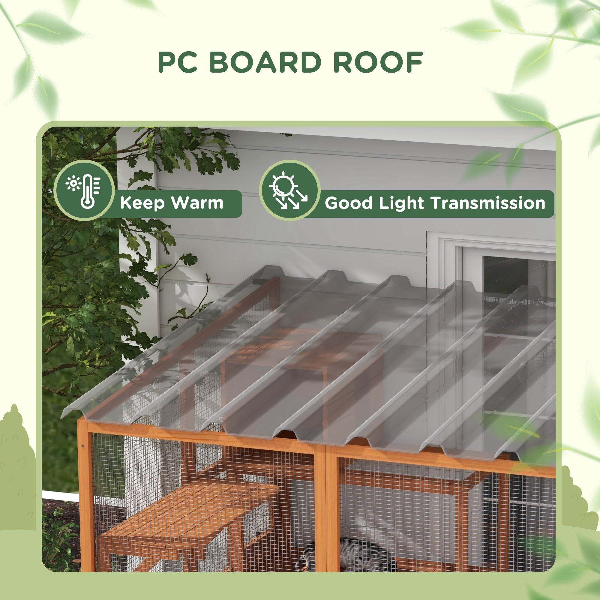 Outdoor Cat Catio Enclosure - Orange Fir Wood 118" W-DECOROLALA