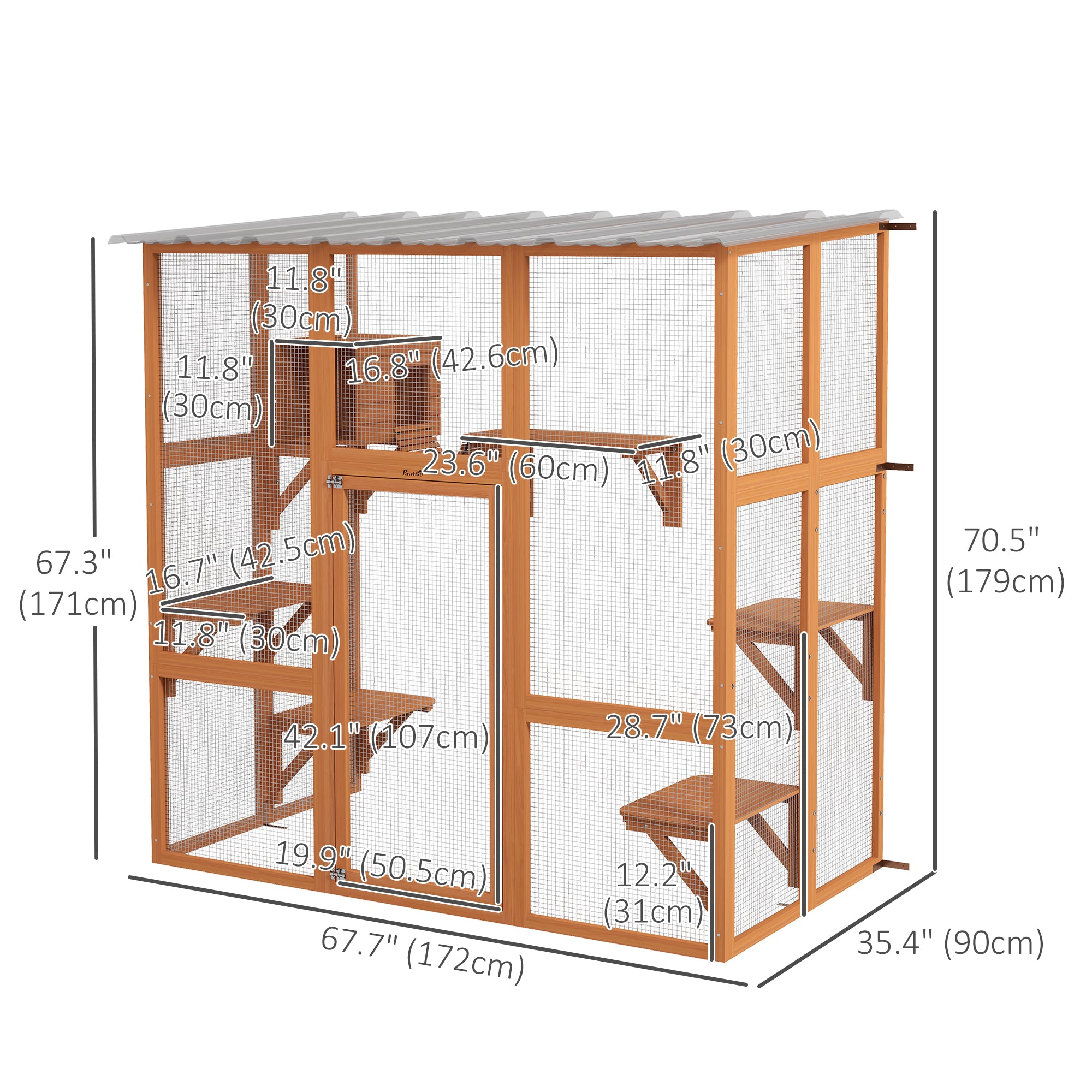 Outdoor Cat Enclosure - Orange Multi-Level Catio Case-DECOROLALA