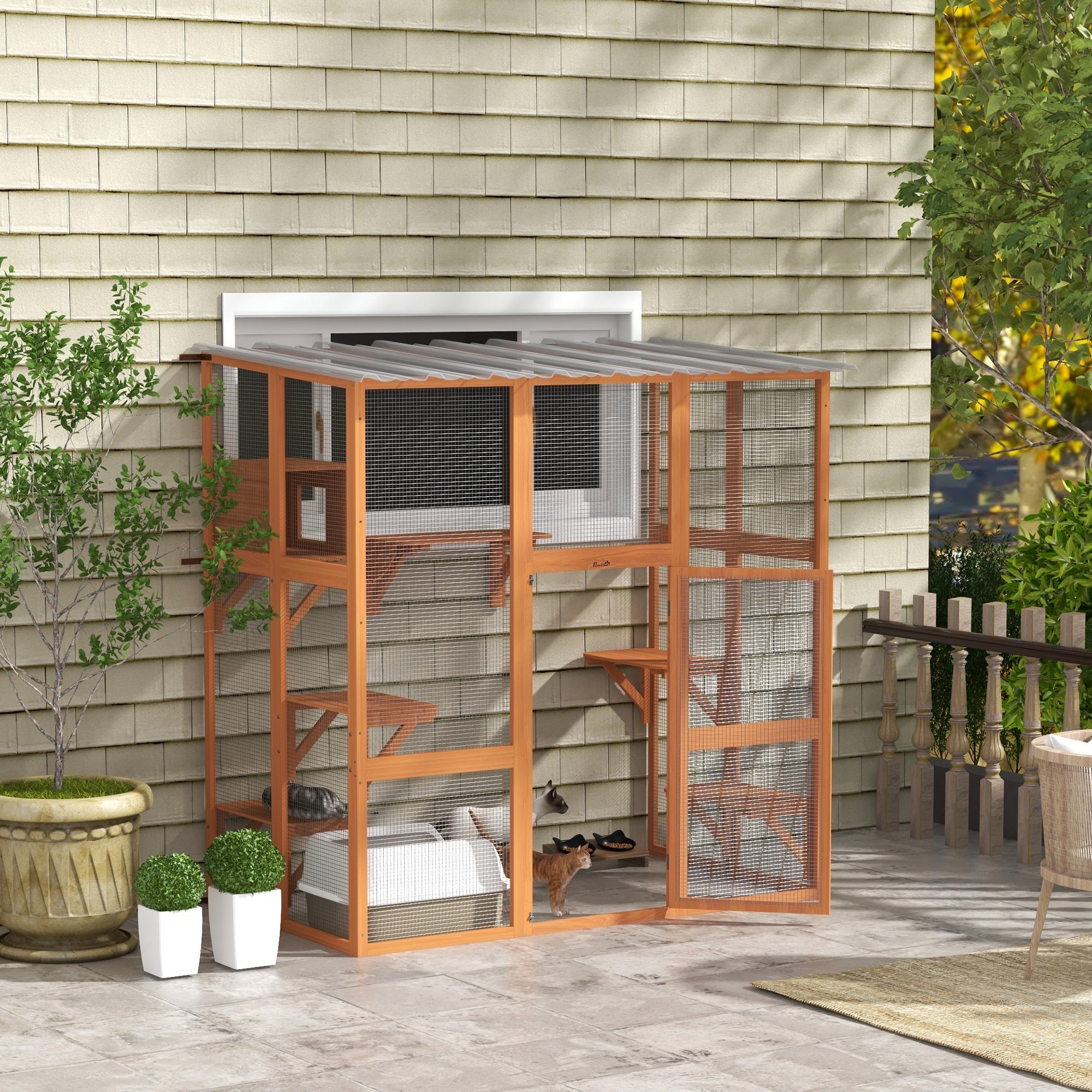 Outdoor Cat Enclosure - Orange Multi-Level Catio Case-DECOROLALA
