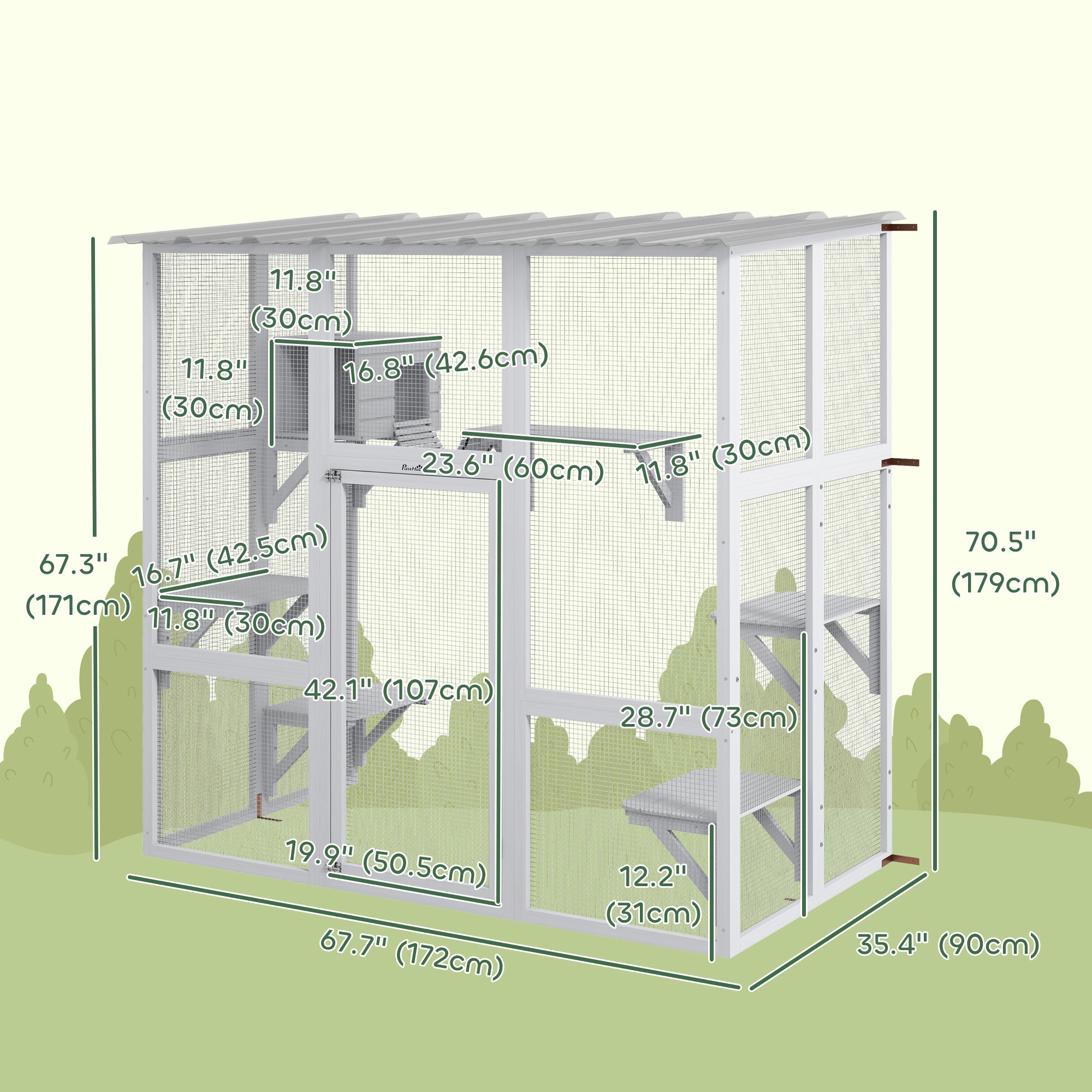 Outdoor Cat Enclosure Window Catio - White Fir Wood-DECOROLALA
