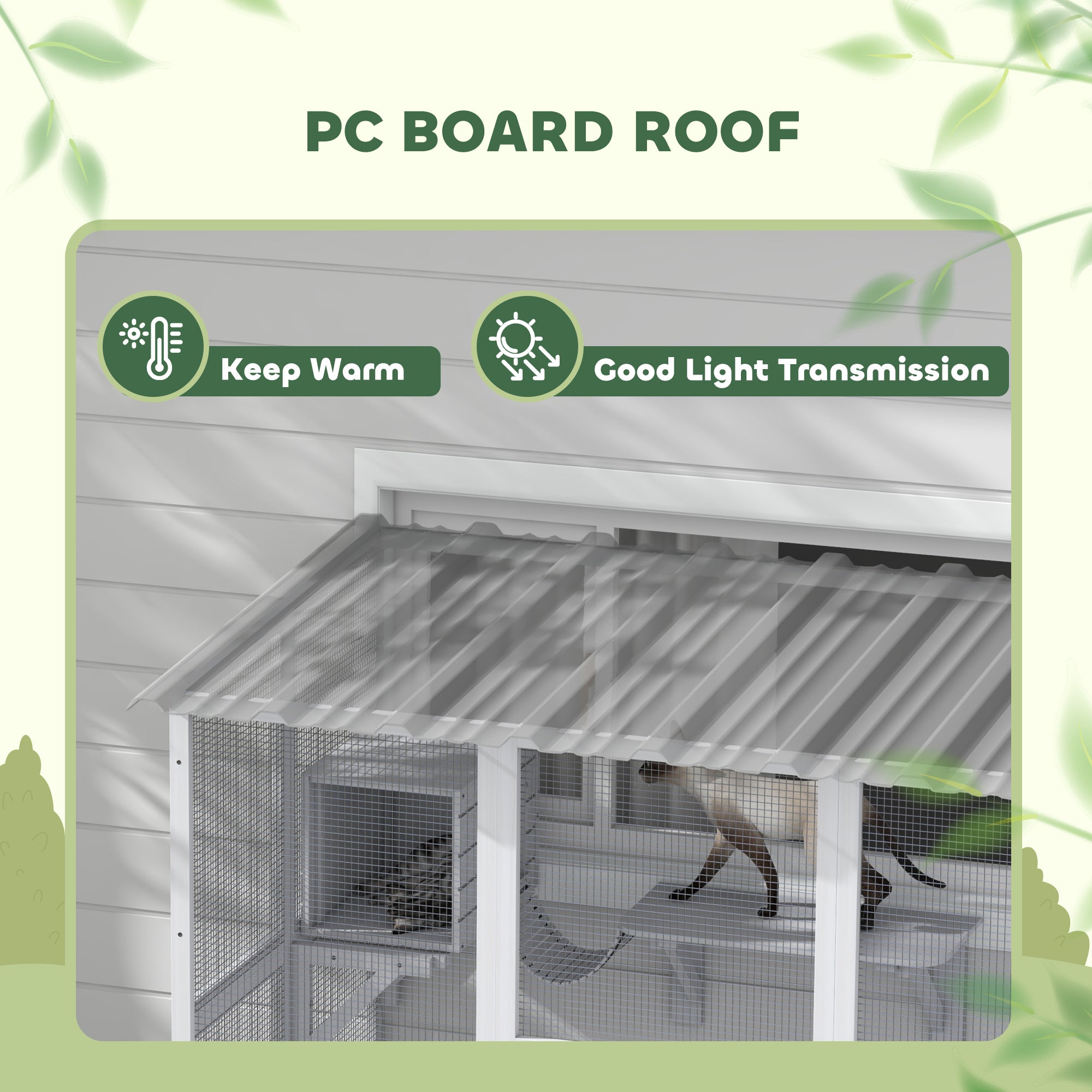 Outdoor Cat Enclosure Window Catio - White Fir Wood-DECOROLALA