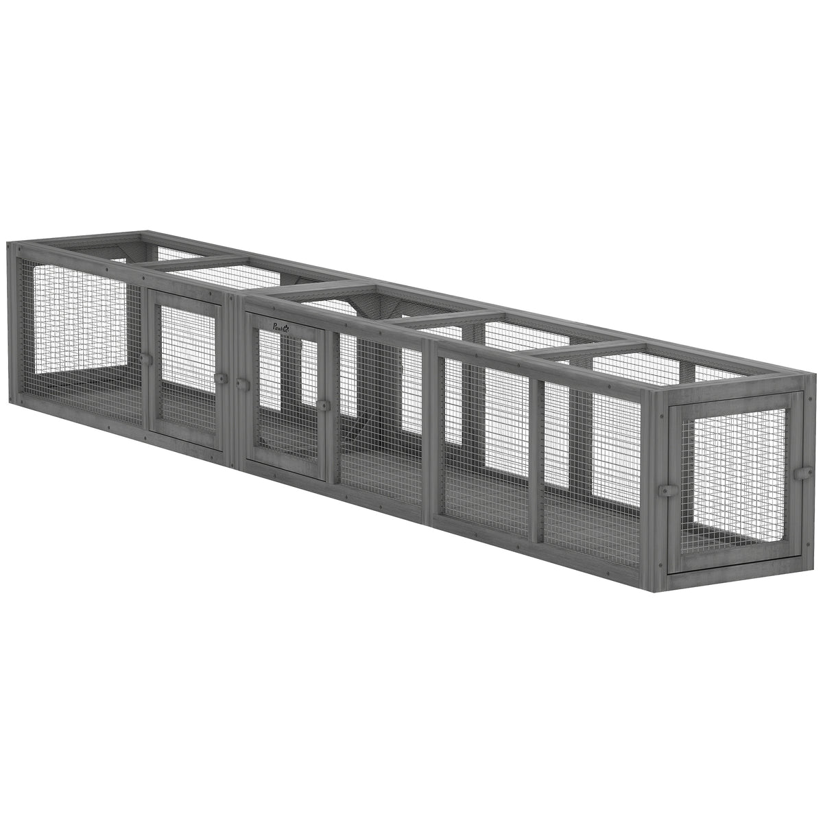 Outdoor Cat Tunnel Enclosure - 98" Wooden Combinable Play Tent Grey-Cat Supplies-DECOROLALA