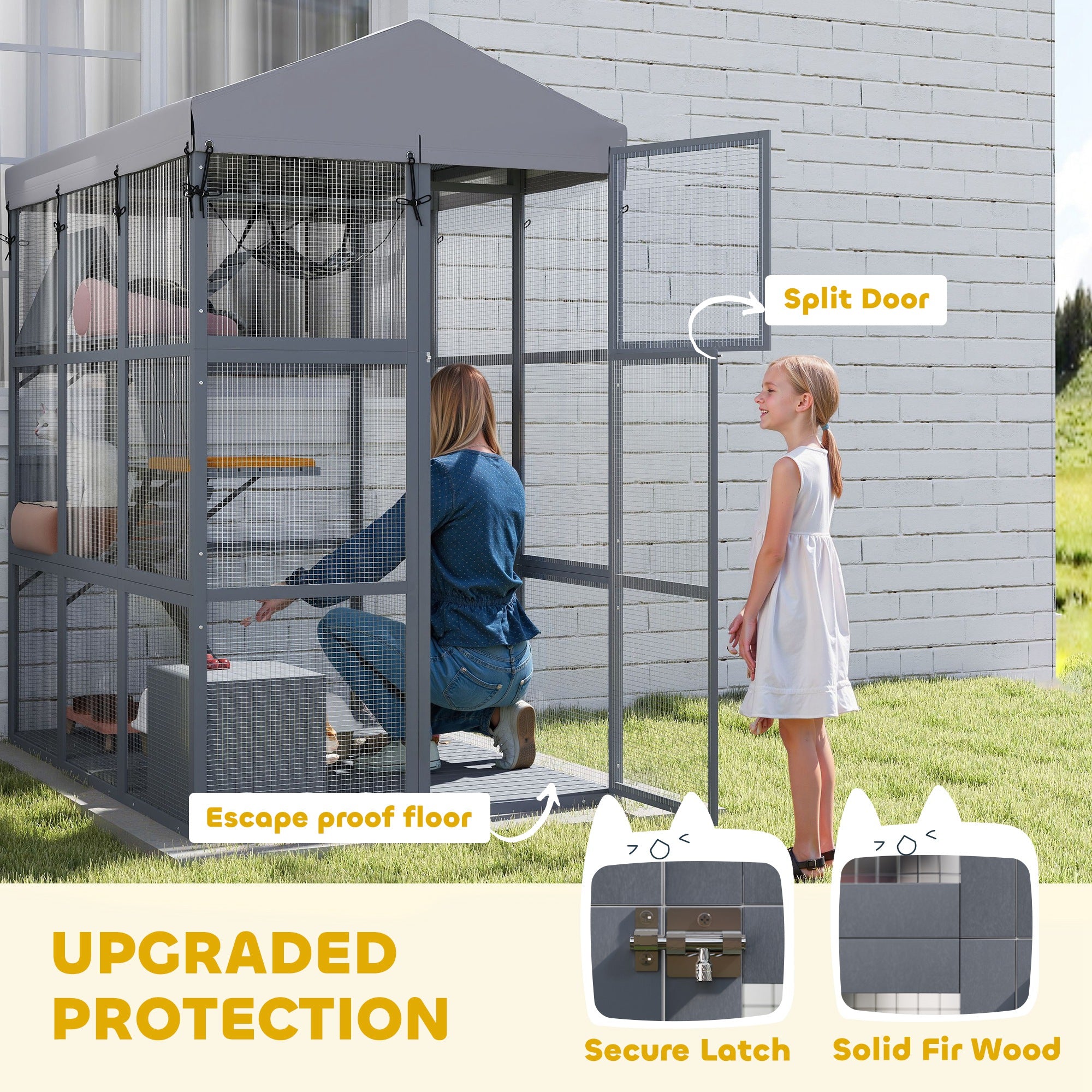 Outdoor Catio 81"H Grey - 2-4 Cats-DECOROLALA