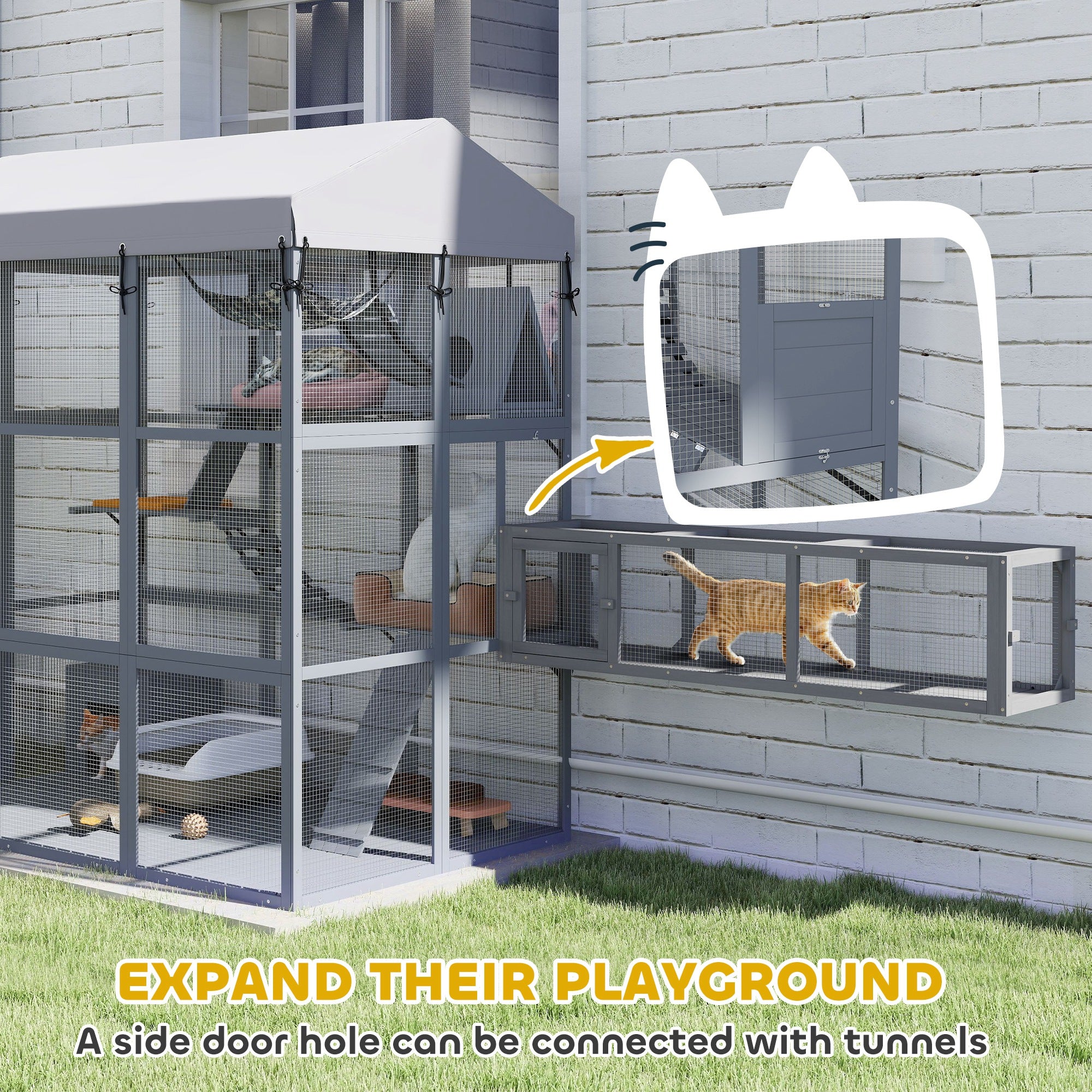 Outdoor Catio 81"H Grey - 2-4 Cats-DECOROLALA