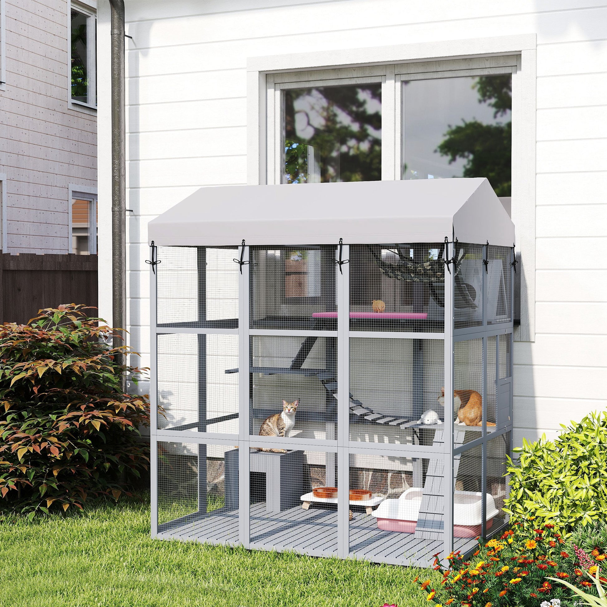 Outdoor Catio 81"H Grey - 2-4 Cats-DECOROLALA