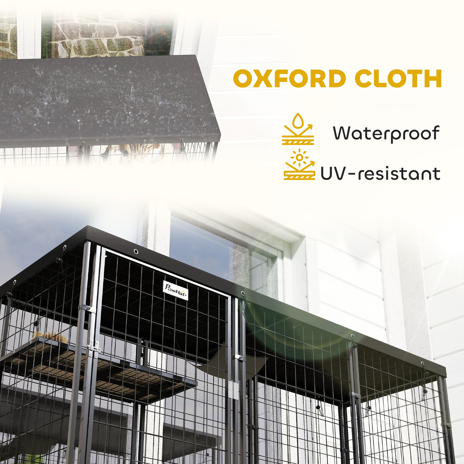 Outdoor Catio Enclosure with Waterproof Cover - Black-DECOROLALA