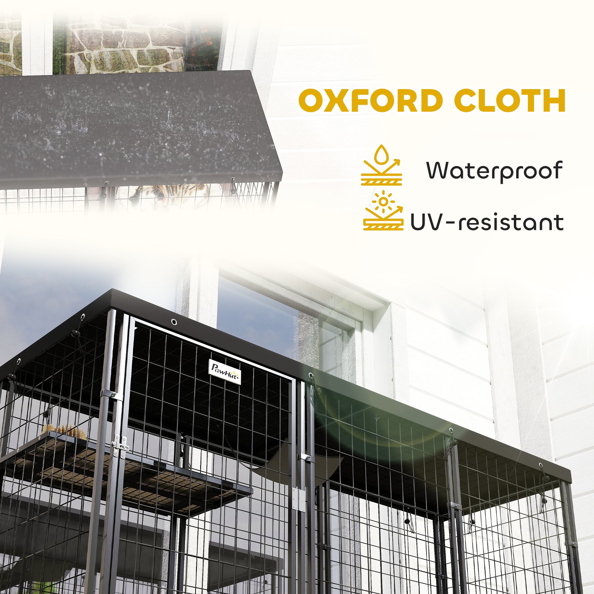 Outdoor Catio Enclosure with Waterproof Cover - Black-DECOROLALA