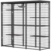 Outdoor Catio Enclosure with Waterproof Cover - Black-DECOROLALA