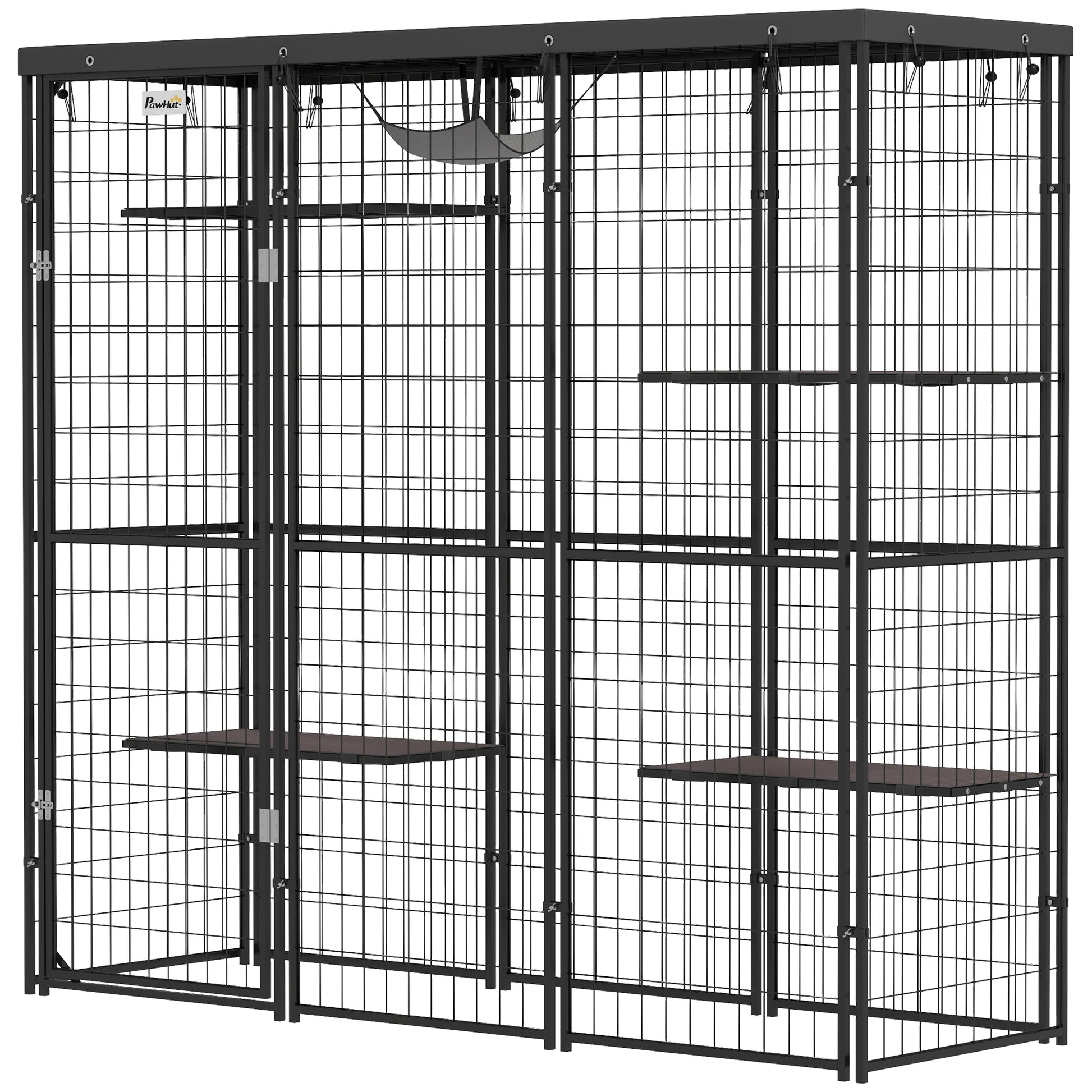 Outdoor Catio Enclosure with Waterproof Cover - Black-DECOROLALA