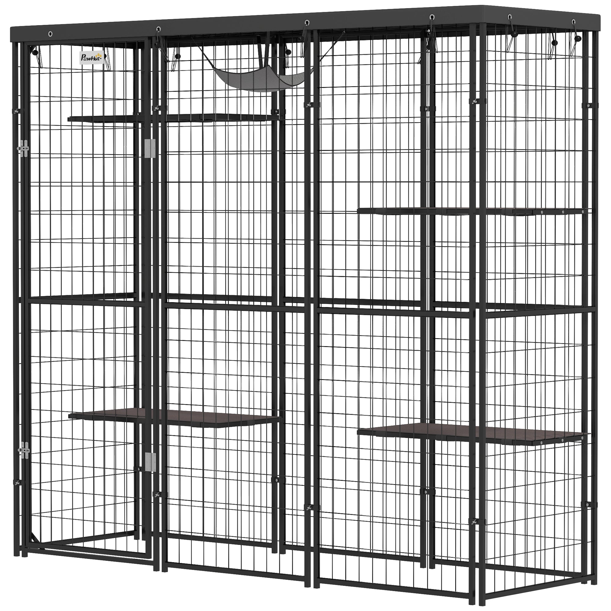 Outdoor Catio Enclosure with Waterproof Cover - Black-DECOROLALA
