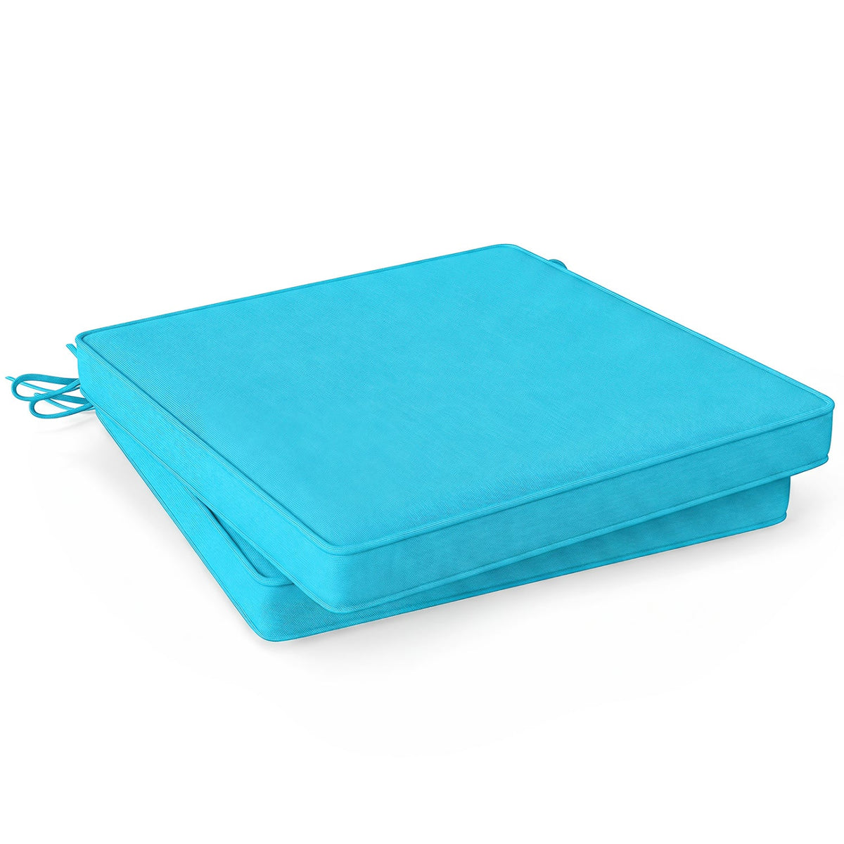 Outdoor Chair Cushion Set of 2 Waterproof Fade-Resistant Olefin Seat Cushions-Turquoise-Outdoor Furniture Accessories-DECOROLALA